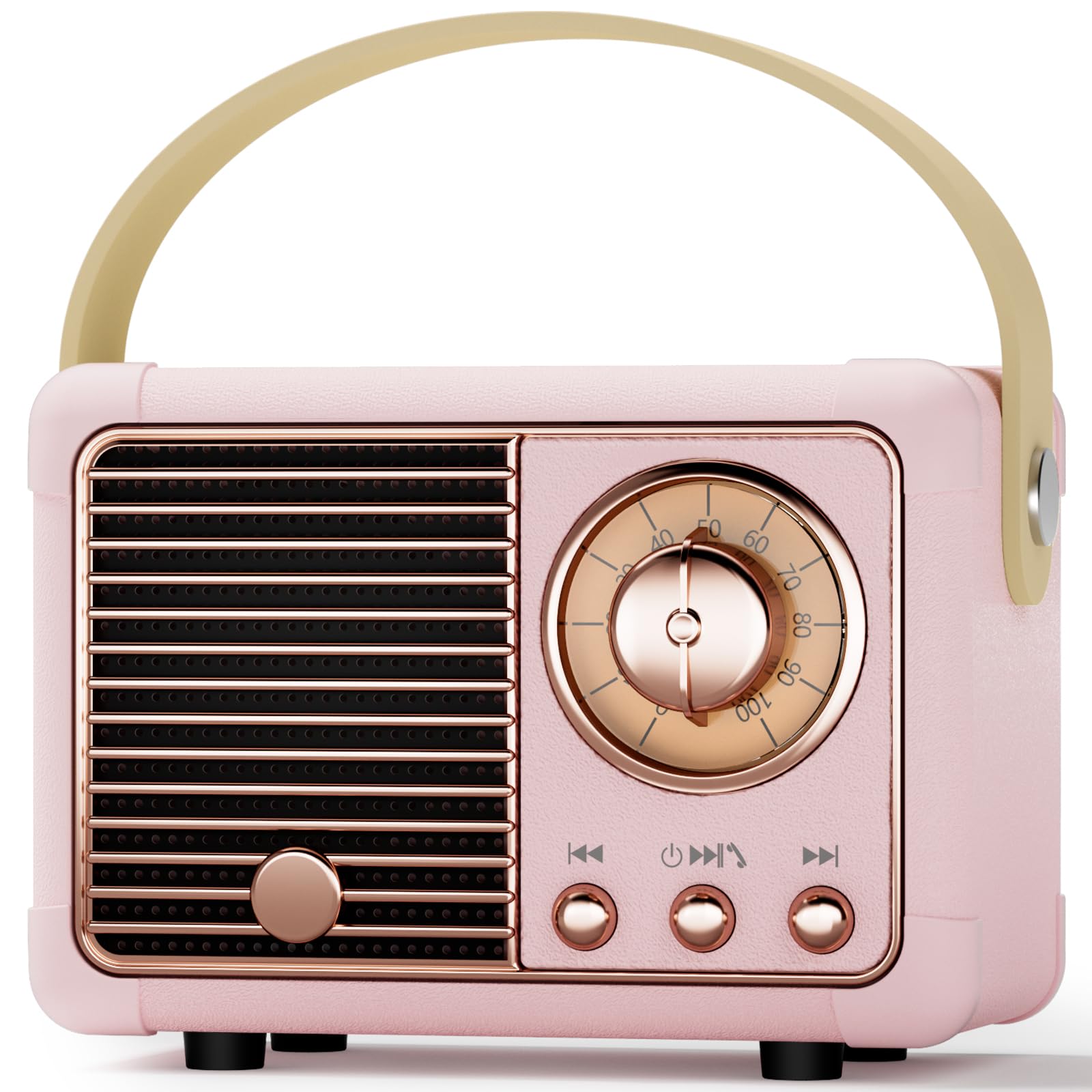 Cassa Bluetooth Retrò Portatile Rosa Idee Regalo Donna e Compleanno per Lei, Ragazza, Ragazzo, Bambini, Adolescente Altoparlante Bluetooth Compatto Vintage Decorazione Casa, Camera, Ufficio (Rosa)