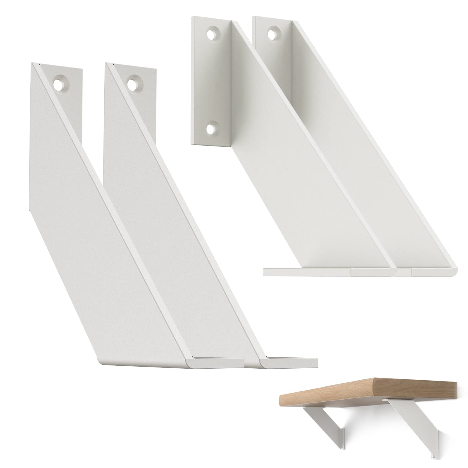 Chas Bete 4 Staffe per Mensole Pesanti 15cm, Bianco