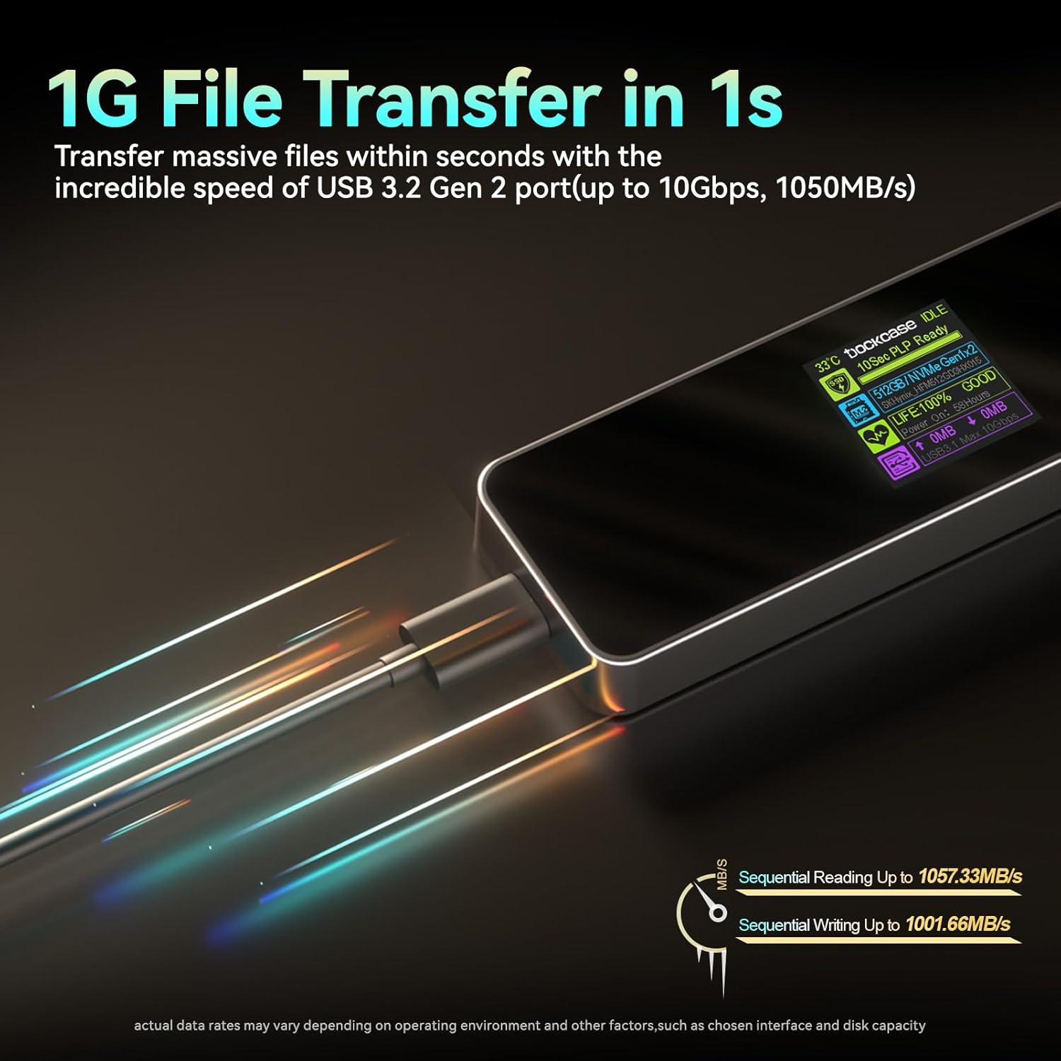 Dockcase Smart Case SSD M2 Doppie Porte USB-C 10Gbps - immagine 5