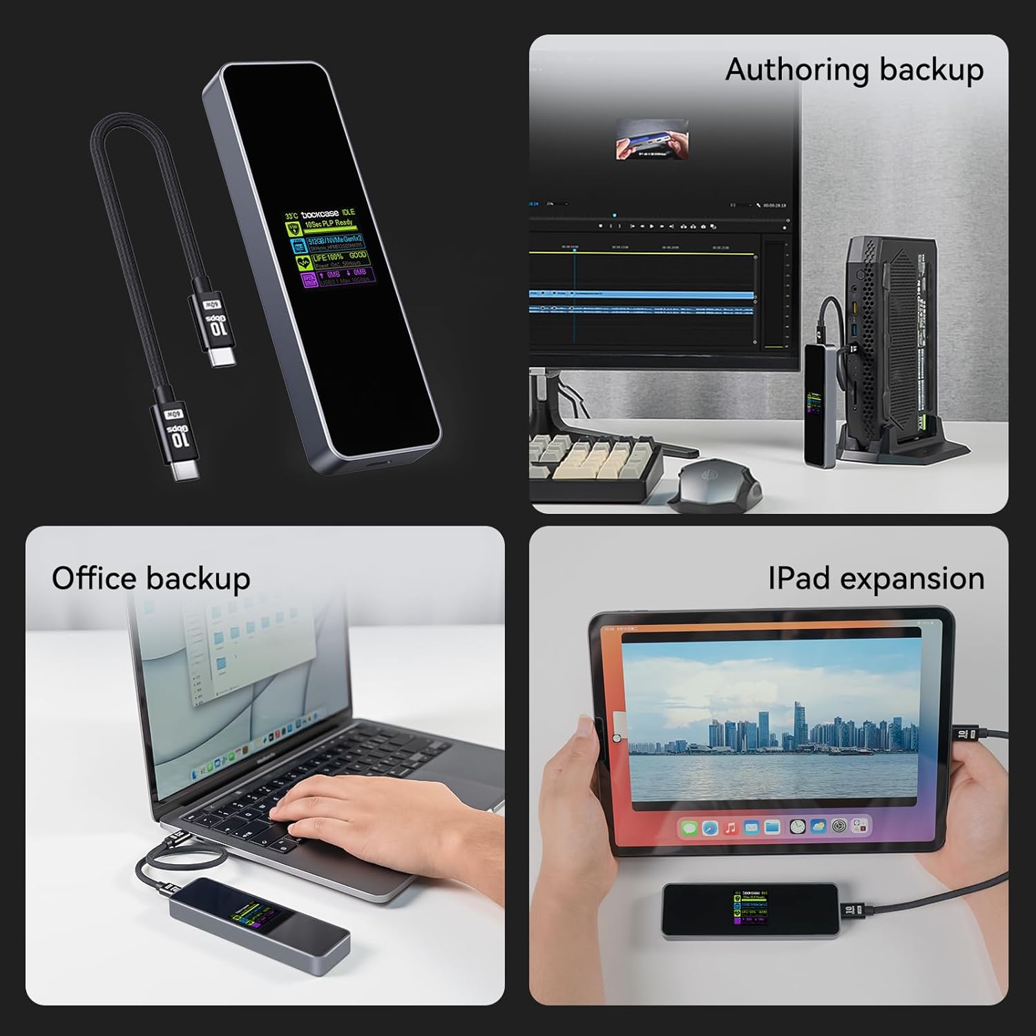 Dockcase Smart Case SSD M2 Doppie Porte USB-C 10Gbps - immagine 8