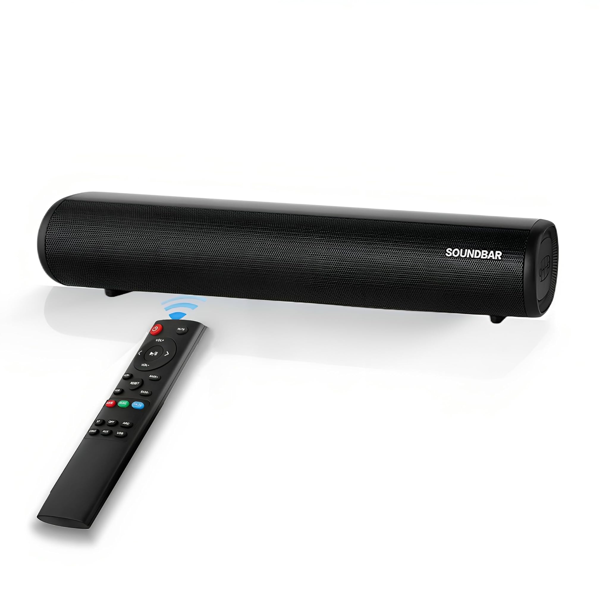 Winnes Soundbar TV Mini Casse per PC/TV Altoparlante Audio Bluetooth per Home Cinema con 3 modalità EQ,Subwoofer Wireless,Telecomando/Ingresso Ottica+ AUX+ USB+ HDMI+RCA e kit di Montaggio a Parete