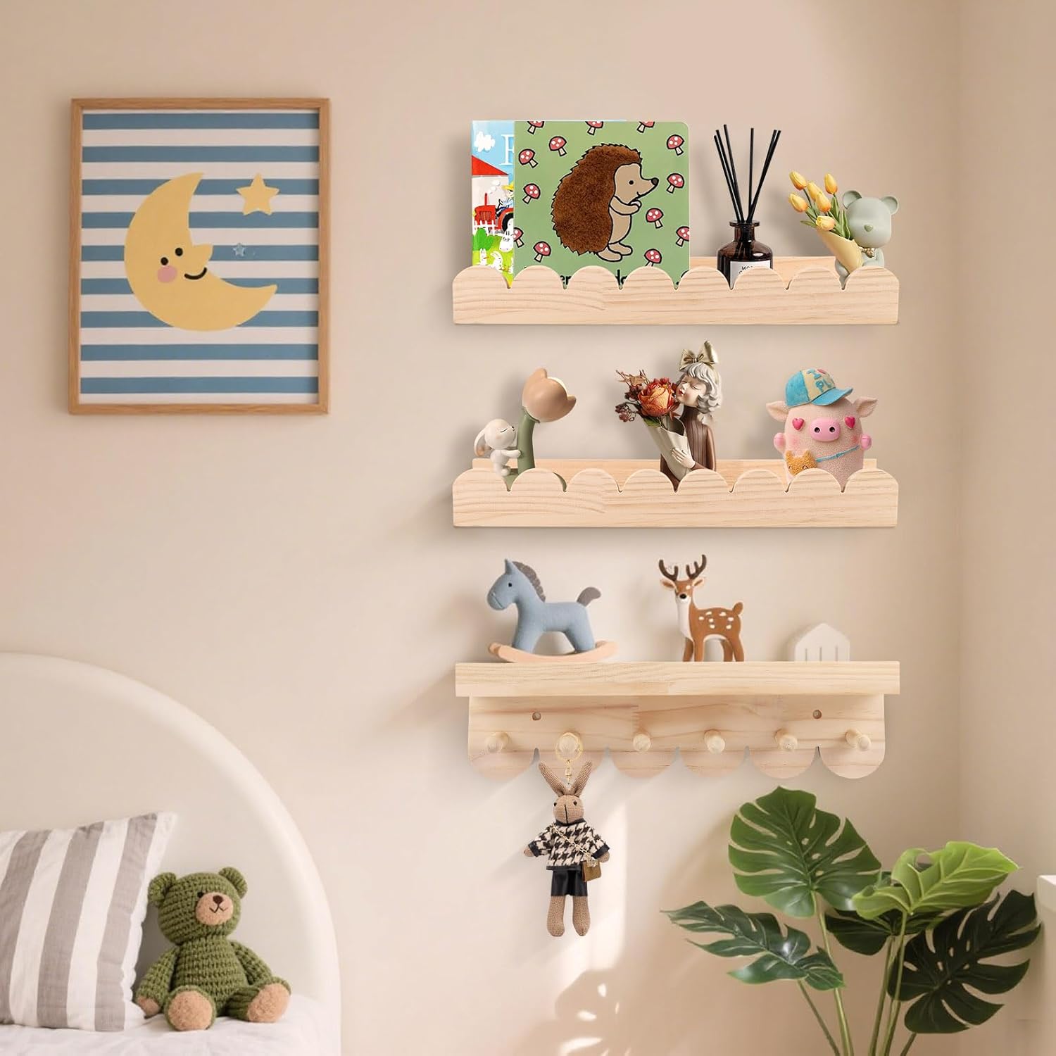 Montessori Set 3 scaffali da parete per bambini 40 cm - immagine 2