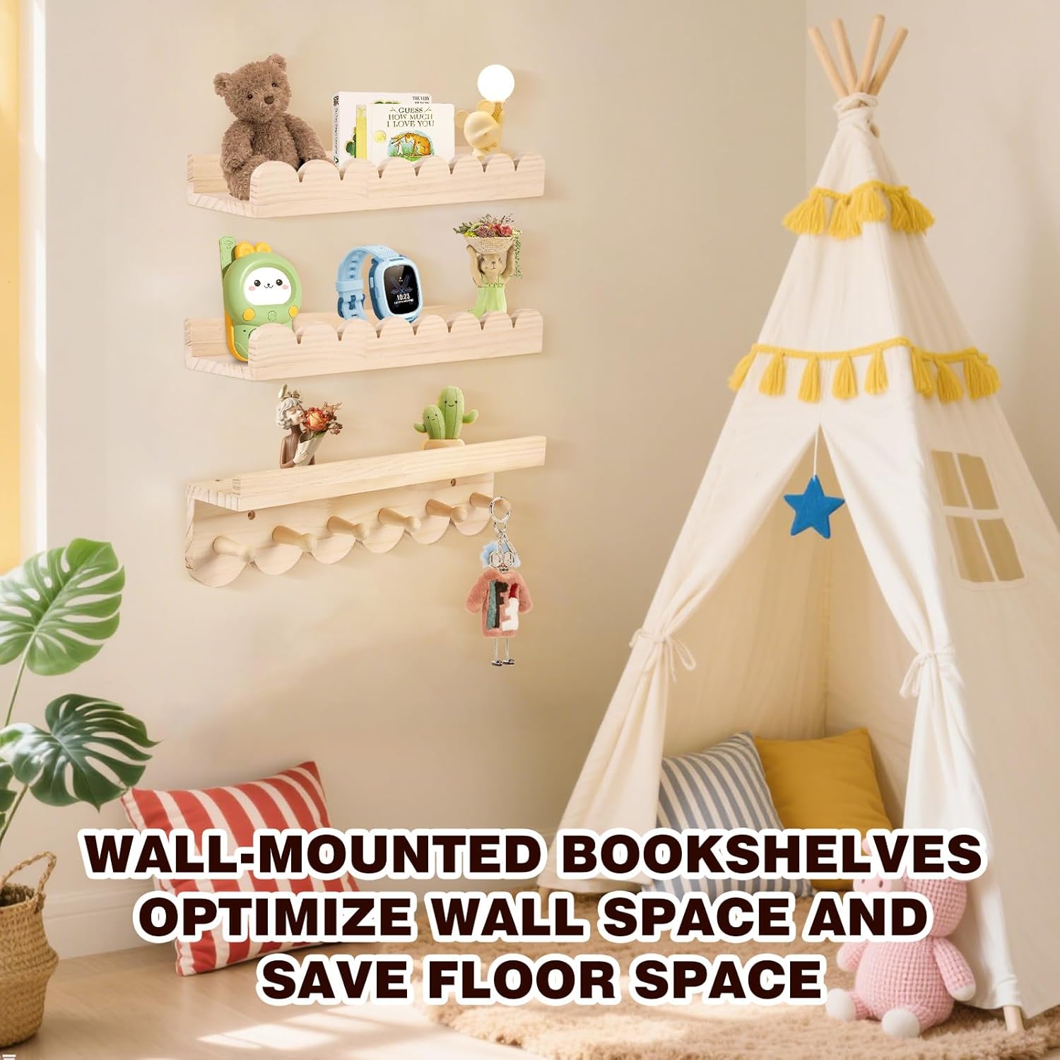 Montessori Set 3 scaffali da parete per bambini 40 cm - immagine 5