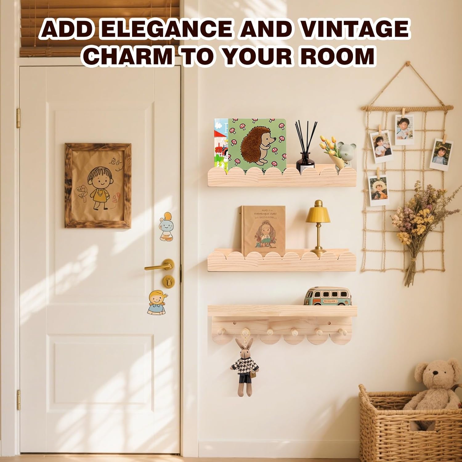 Montessori Set 3 scaffali da parete per bambini 40 cm - immagine 6