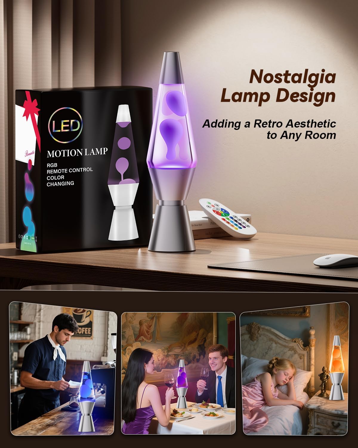 AONESY Lampada Lava Nera Grande con Telecomando - immagine 9