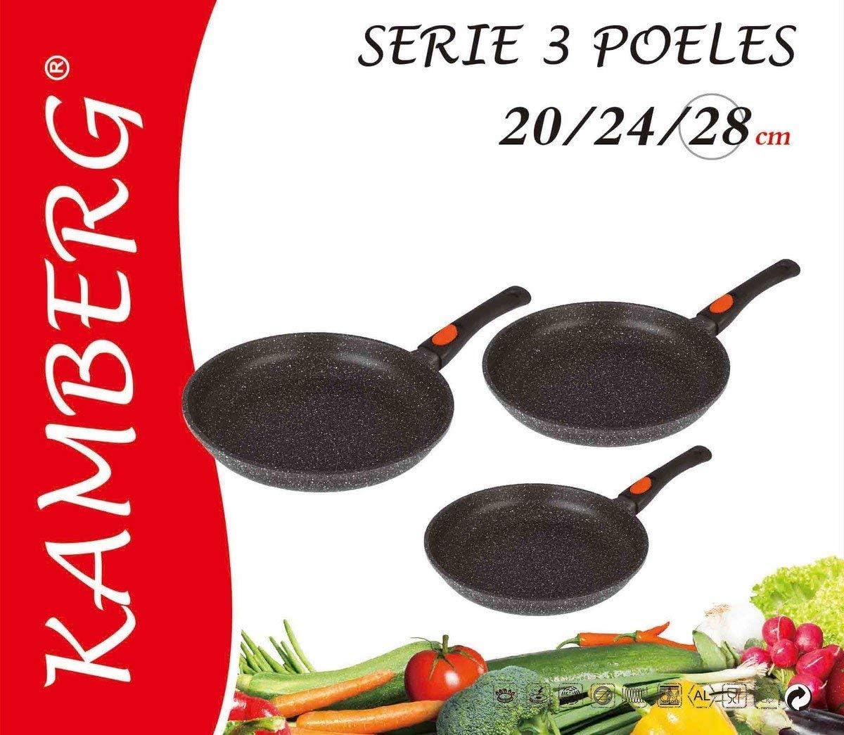 Kamberg Set 3 Padelle 20, 24, 28 cm con Manico Rimovibile - immagine 2
