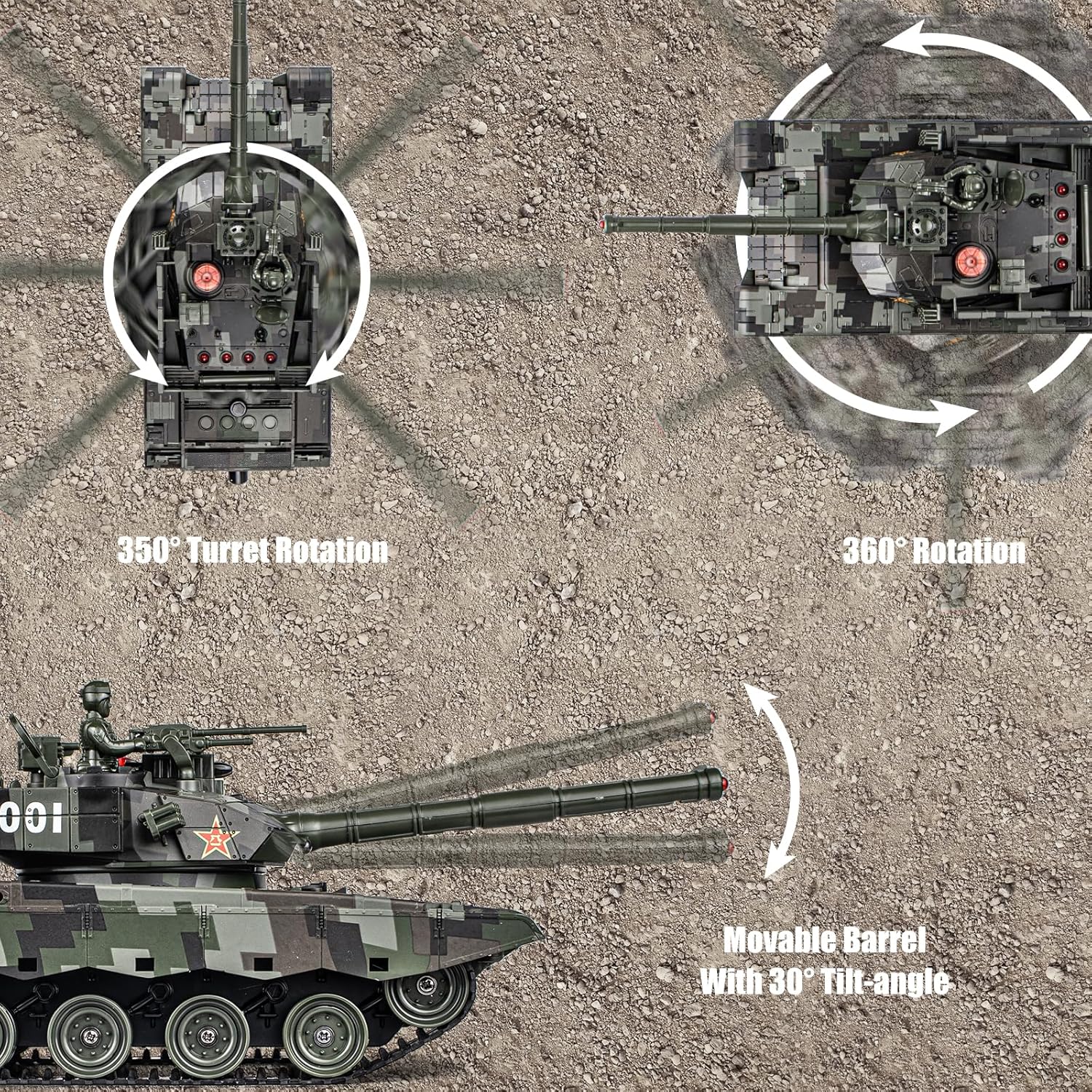 Carro Armato RC 1/24 Telecomandato USA M1A2 e Cina 99 - immagine 4