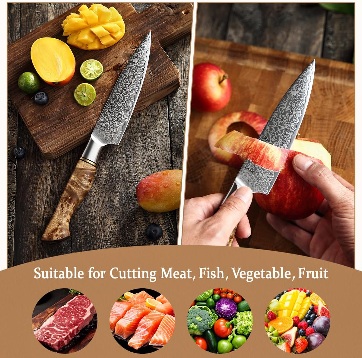 Hezhen Damasco Coltelli Universali VG10 - immagine 5