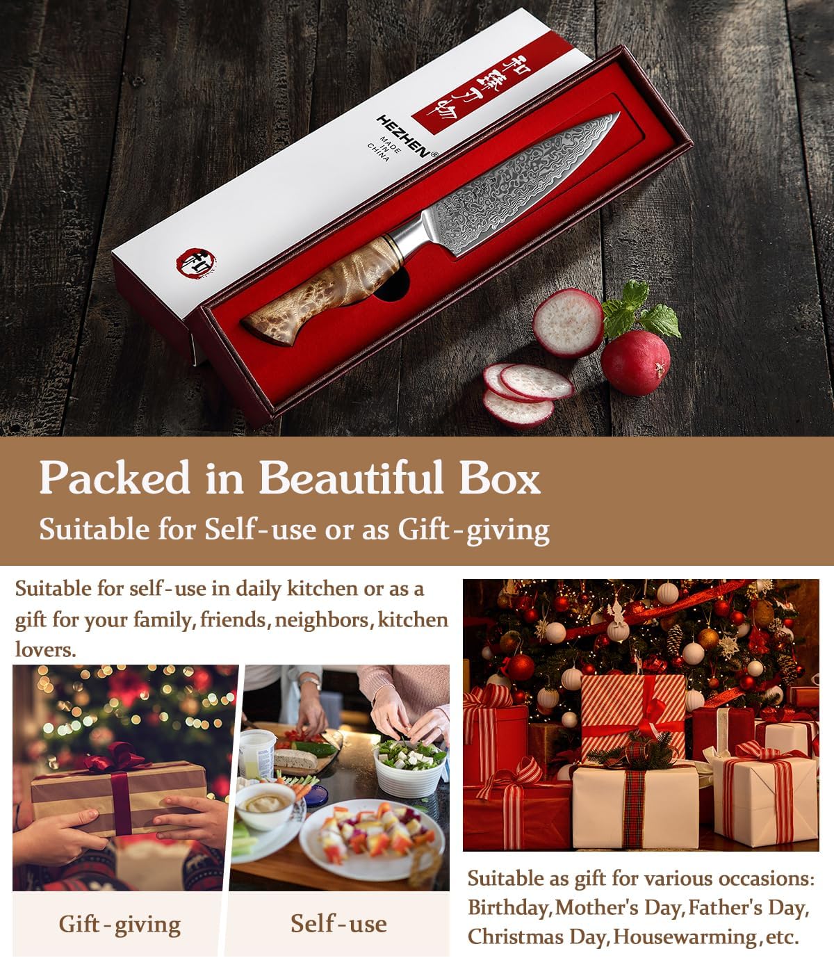 Hezhen Damasco Coltelli Universali VG10 - immagine 6