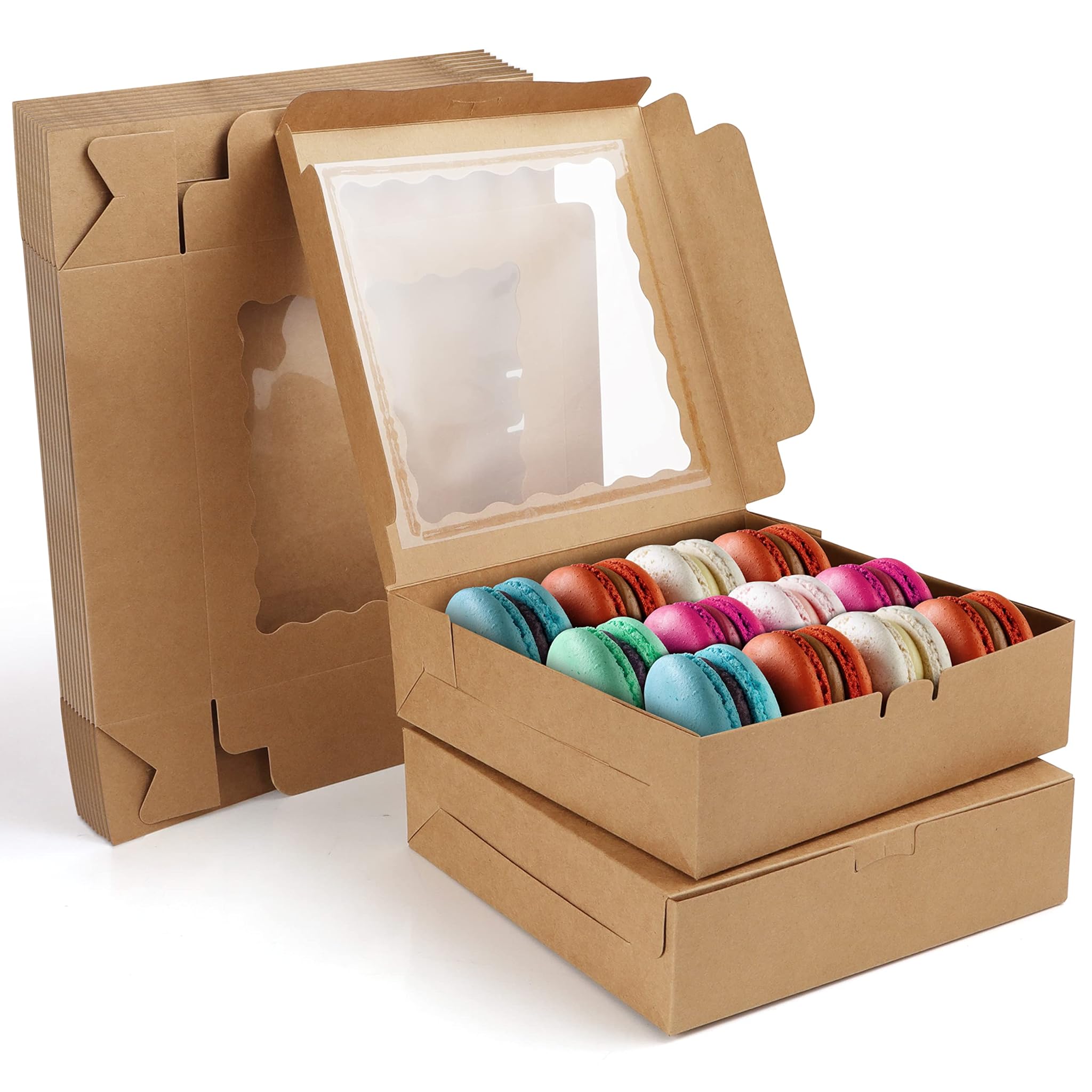 Belle Vous Scatole per Dolci in Carta Kraft con Finestre (12pz)