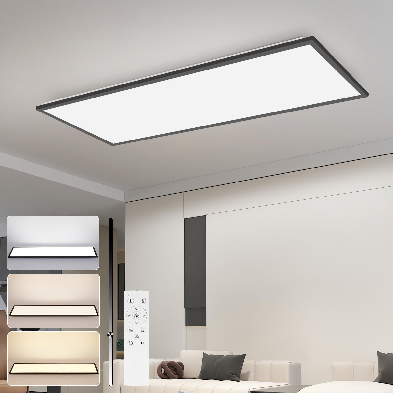 Pannello LED Lampada a Soffitto 24W 100cm Nero RGB