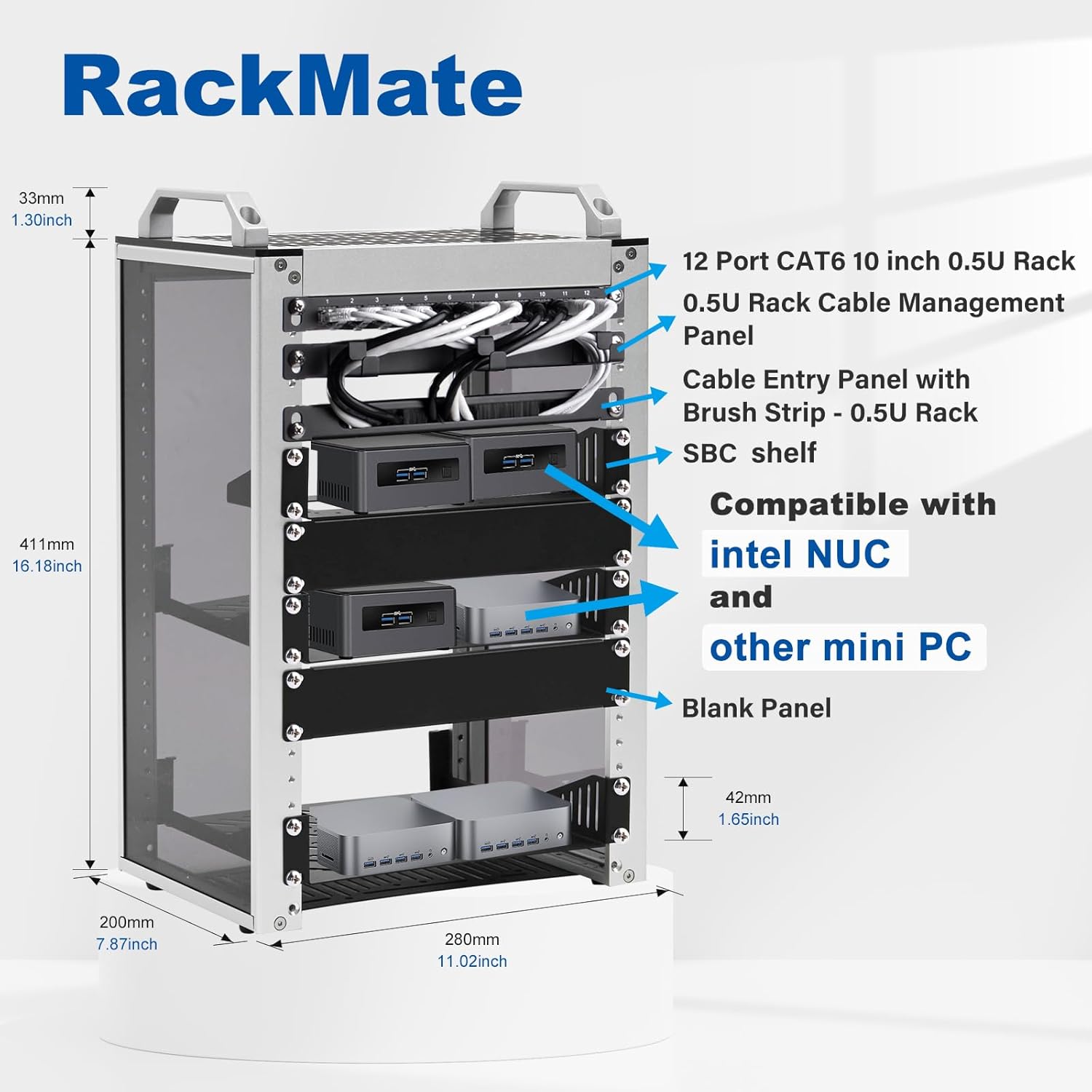 DeskPi RackMate T1 - Custodia Server Rack 8U - immagine 2