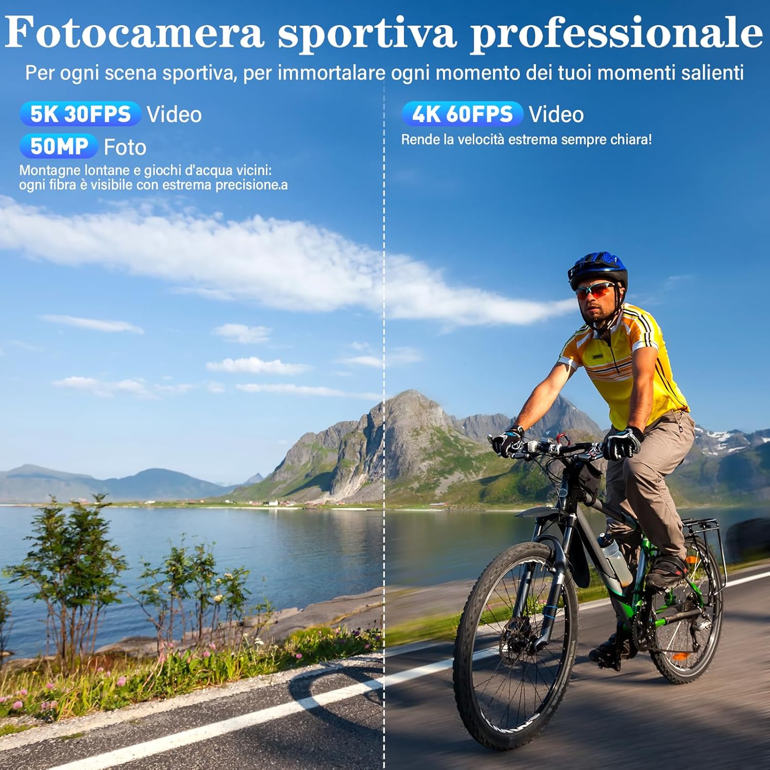 Action Cam 5K/4K 50MP Subacquea con SD 64GB - immagine 2