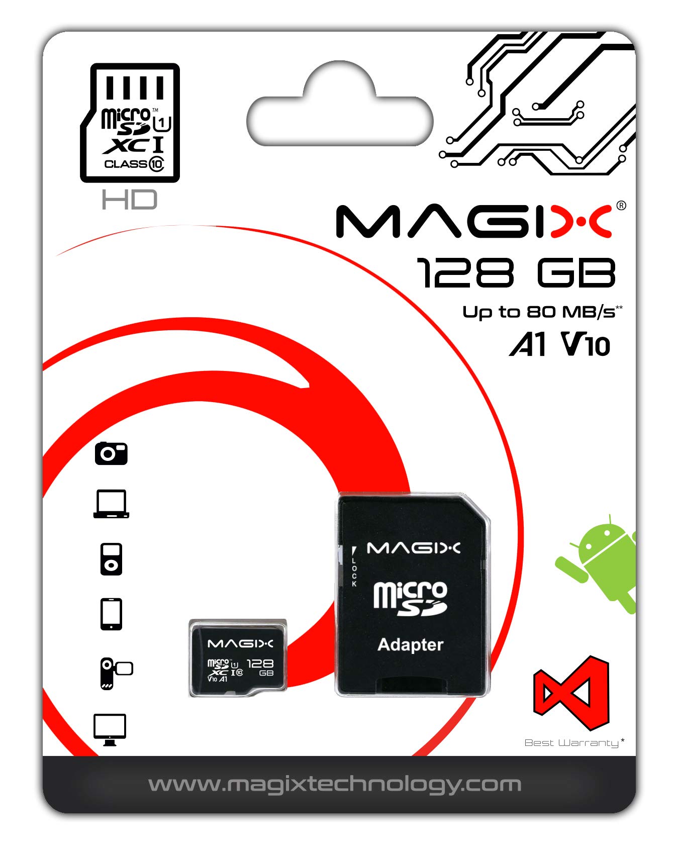 Magix Micro SD Card HD Series Class10 V10 + SD Adapter UP to 80MB/s (128GB)