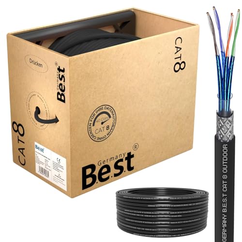 Germany B.e.s.t Cavo Rete CAT 8 200m per Esterni, Rame