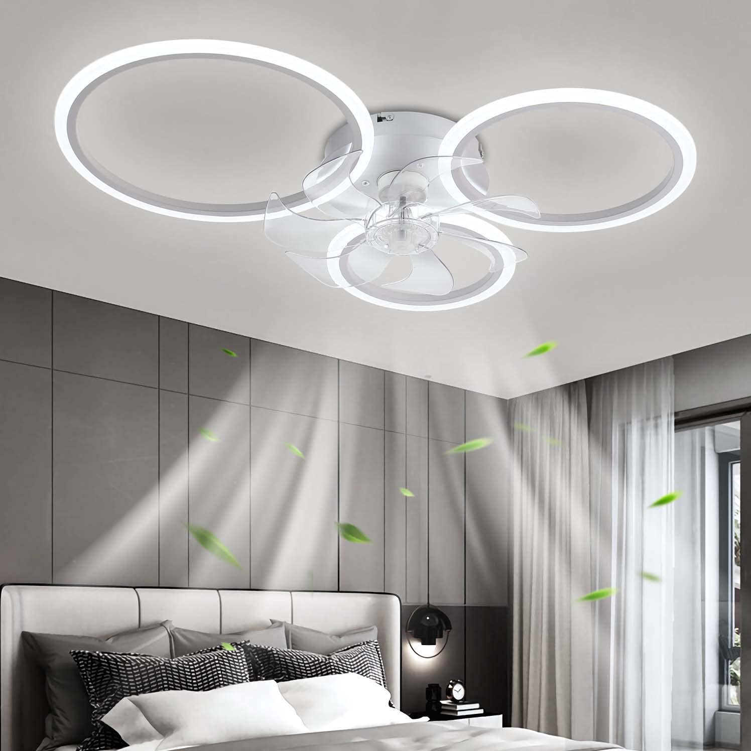 Yunzi Ventilatore da Soffitto Moderno con Illuminazione 78cm