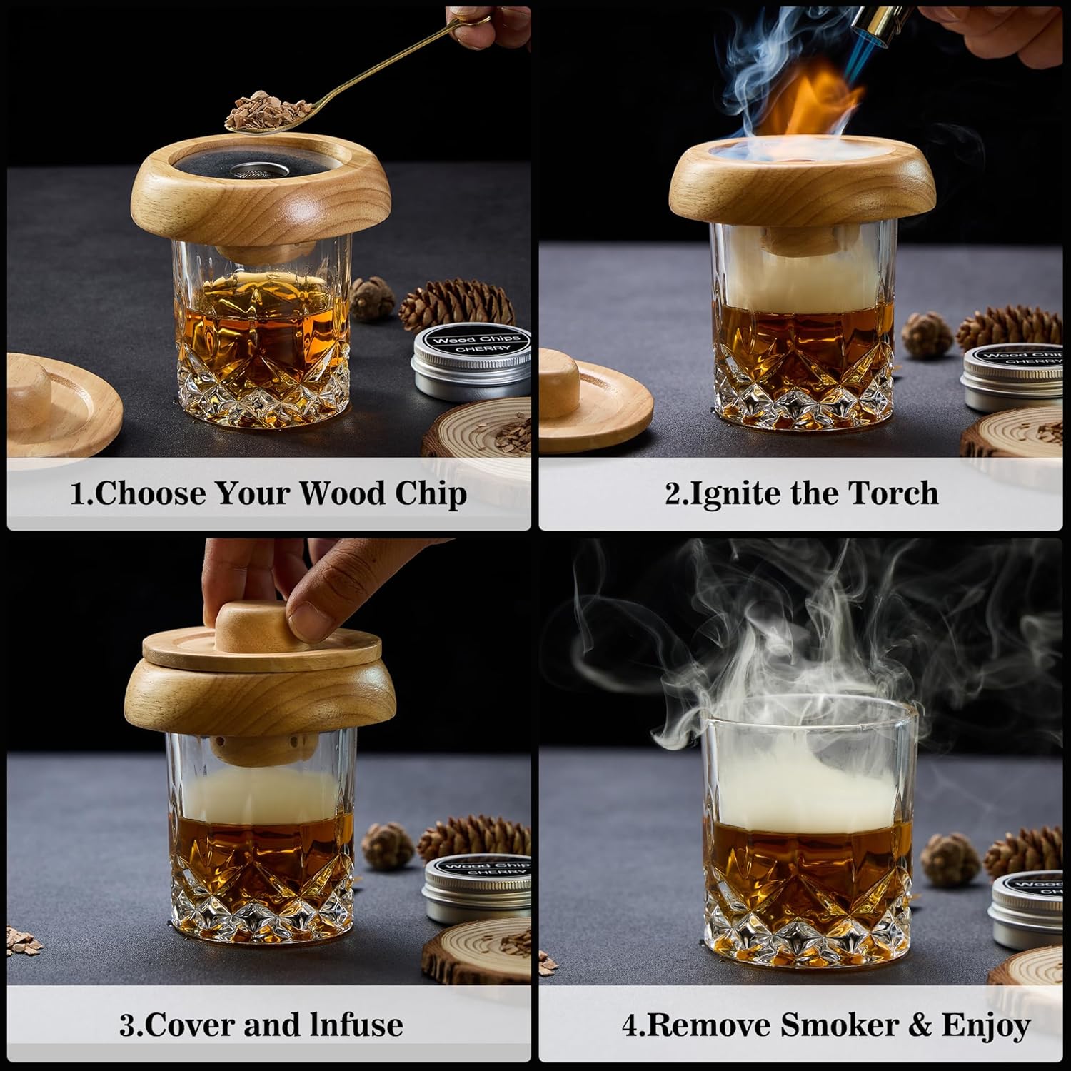 Set Affumicatore per Cocktail con 6 Chip di Legno - immagine 4