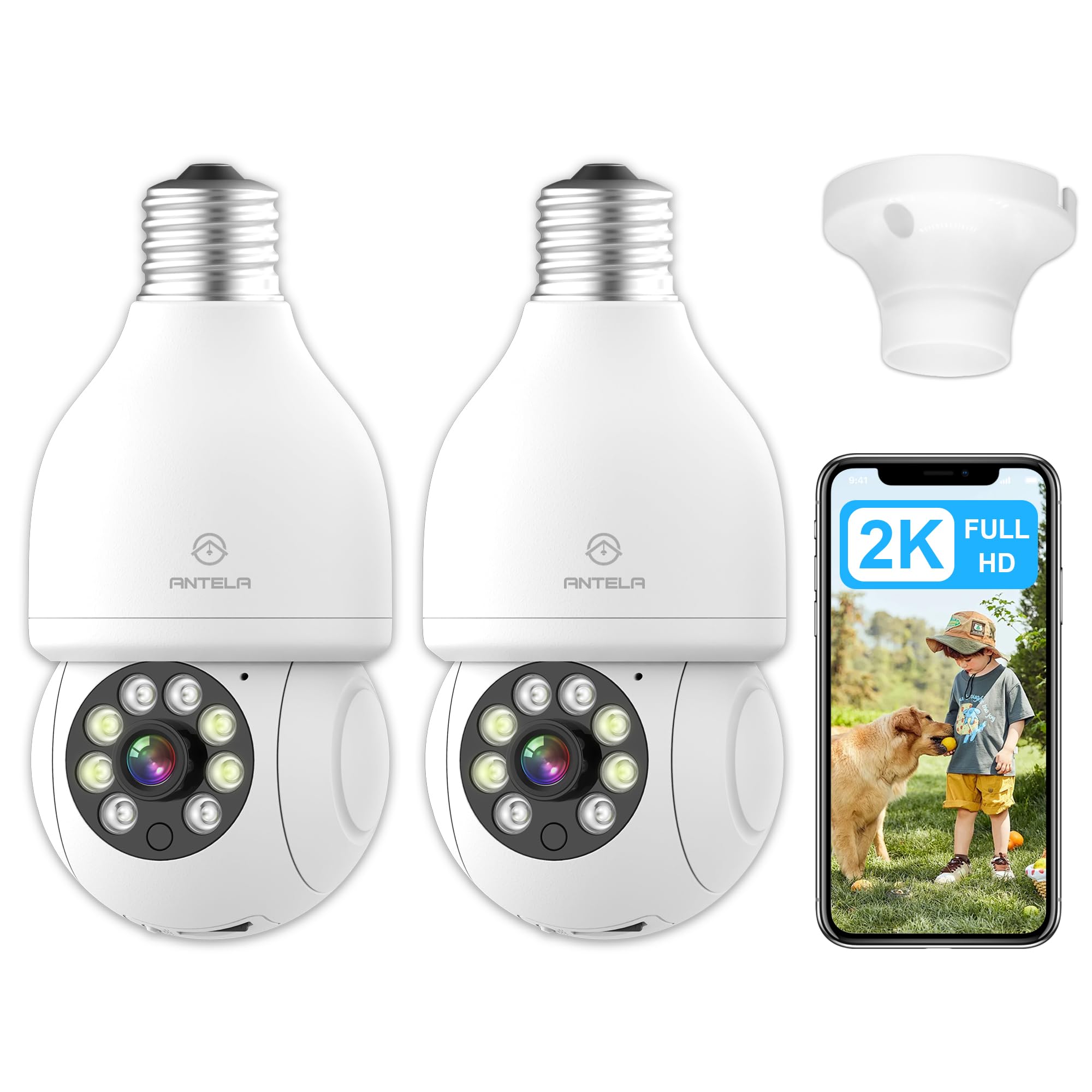 Antela Telecamera Wifi Interno 3MP/2K - 2 Pack