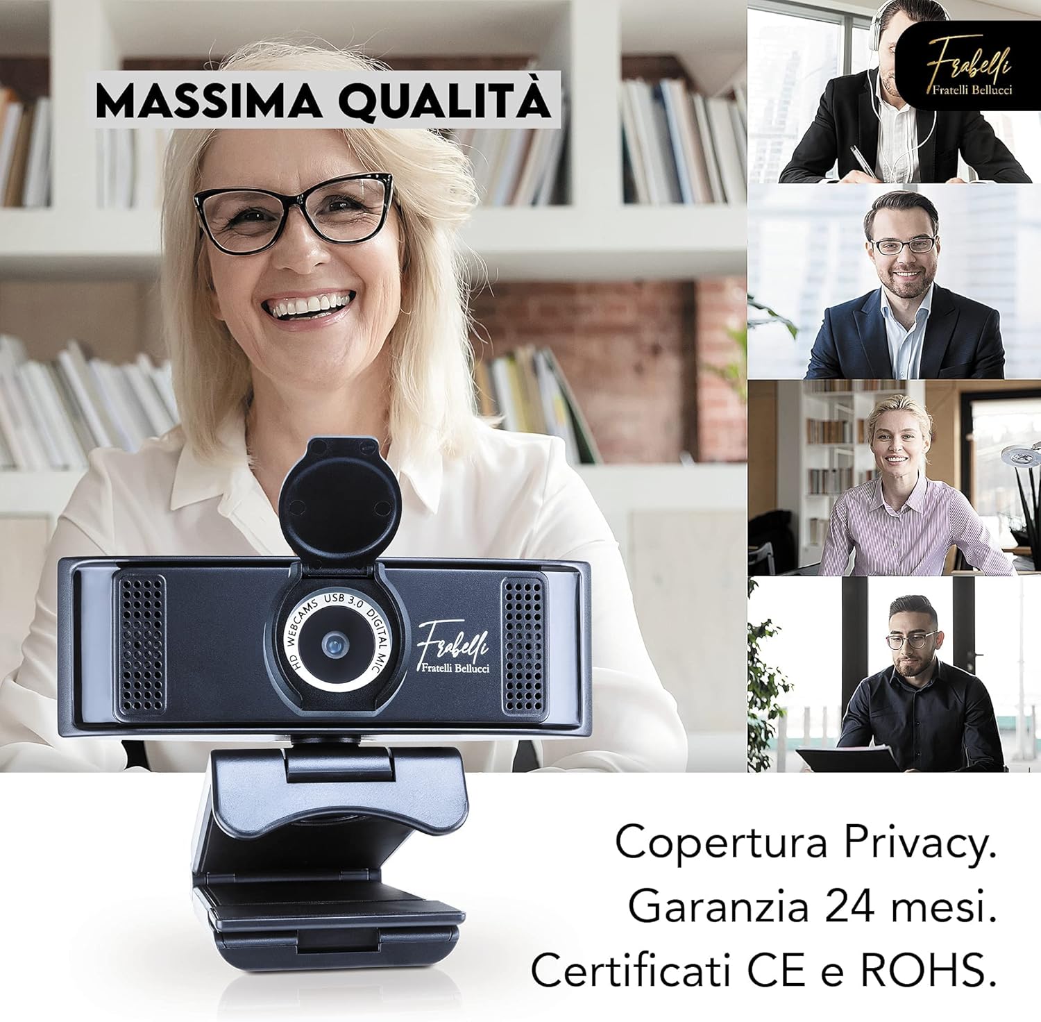 Webcam PC Full HD con Microfono e Copri Privacy - immagine 2
