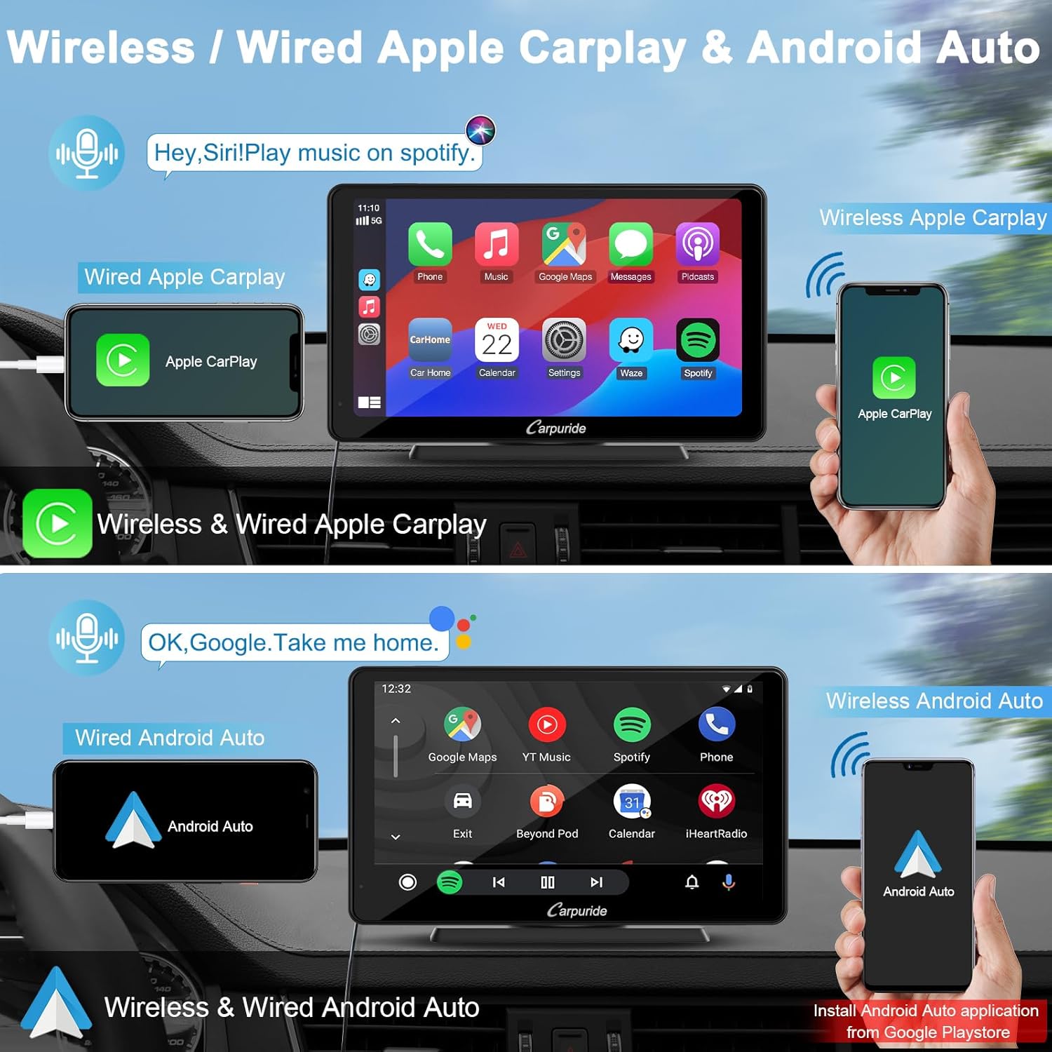 Carpuride C3 - Autoradio Wireless Carplay & Android Auto 7'' - immagine 2