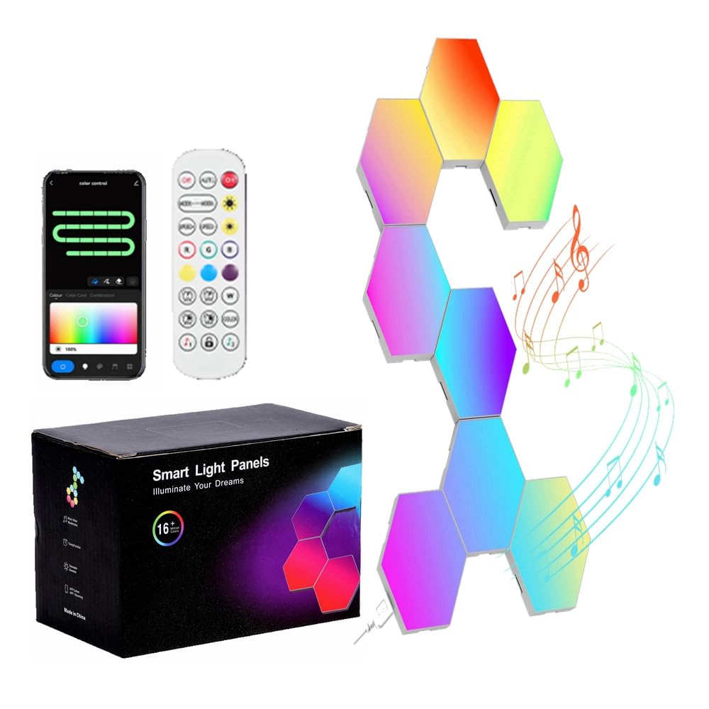 Kavolet Lampada Parete Gioco Esagonale LED RGB (8 Pezzi)