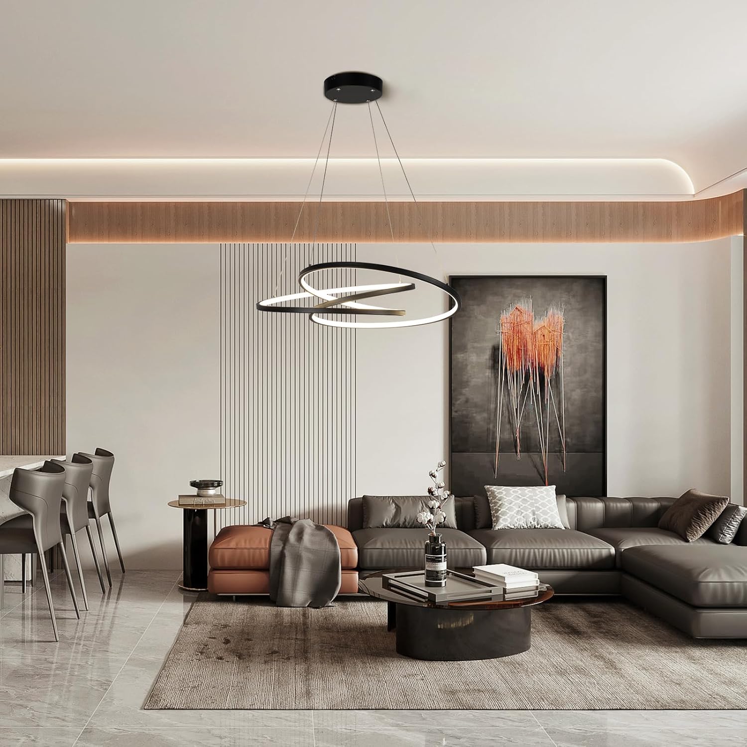 Eoodis Lampada a Sospensione Moderna Dimmerabile, Nera - immagine 2