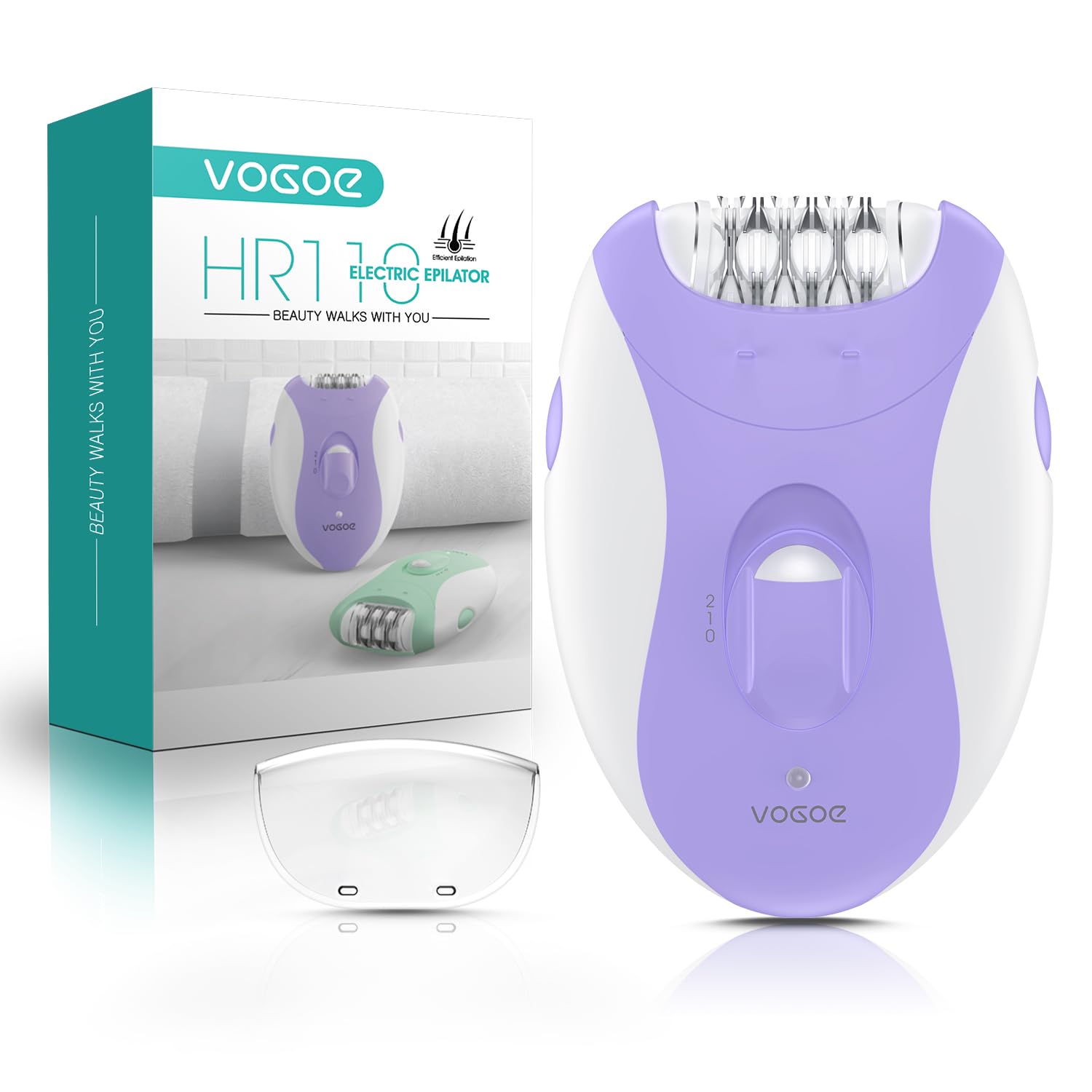 Epilatore Elettrico Donna con 21 Pinzette & Luce LED, 2 Velocità Epilazione Senza Fili Ricaricabile, Epilatore Elettrico per Braccia & Gambe HR110 (Viola)