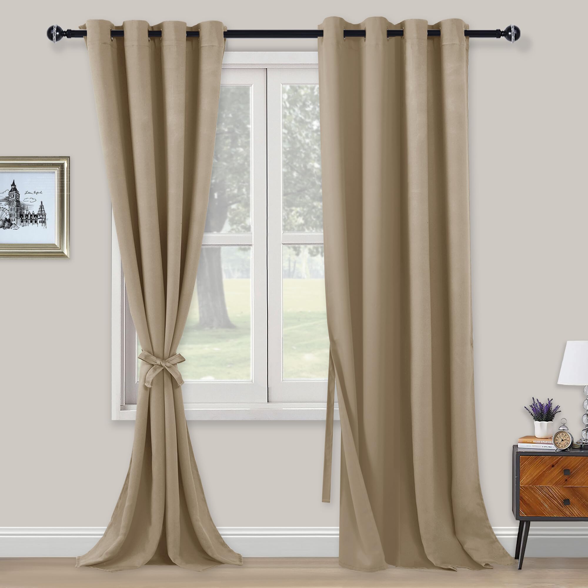 Xwzo Tende Oscuranti con Occhielli 260x140cm, Tortora