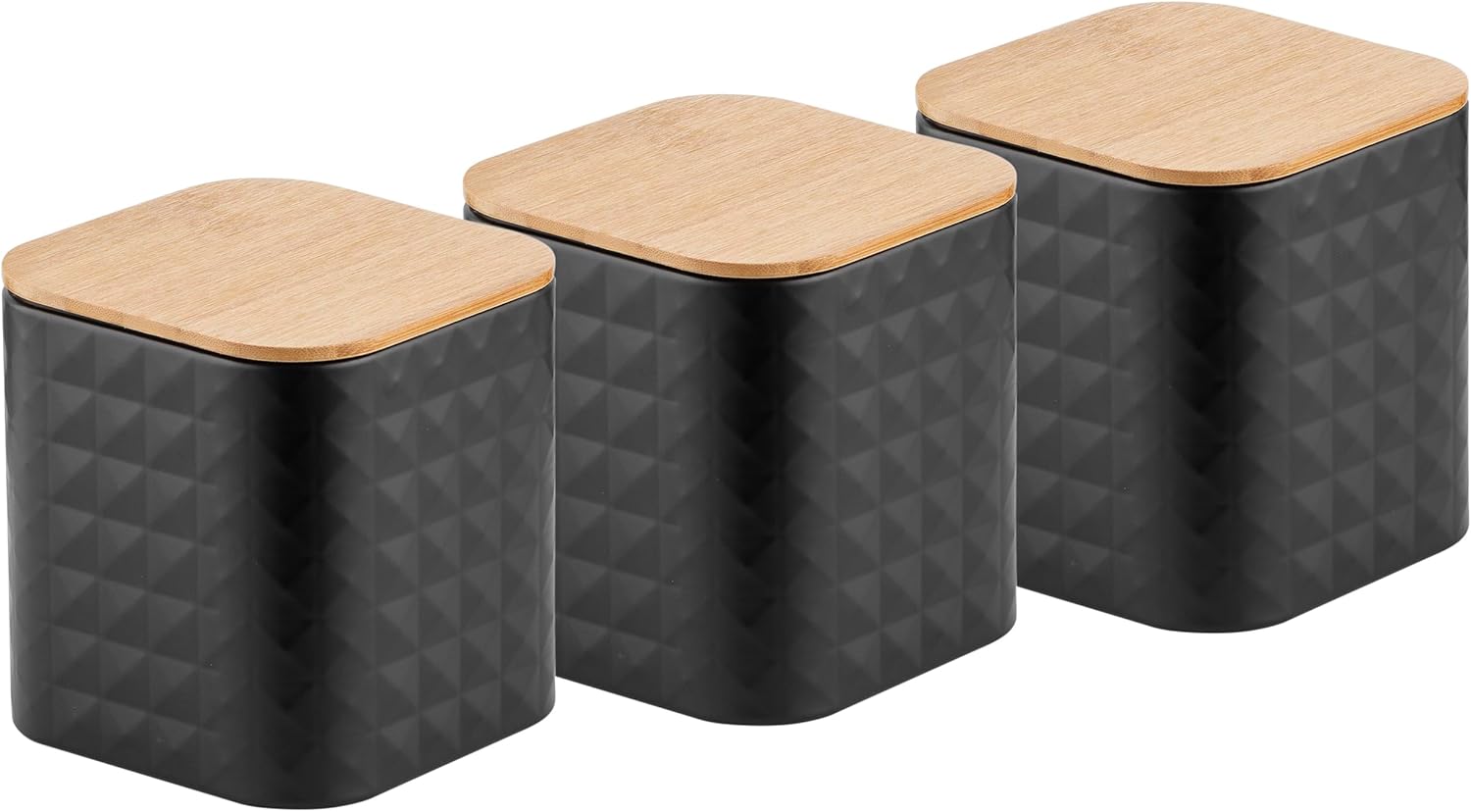 Florina Porta Pane con Set 3 Barattoli CUBE, Nero - immagine 2