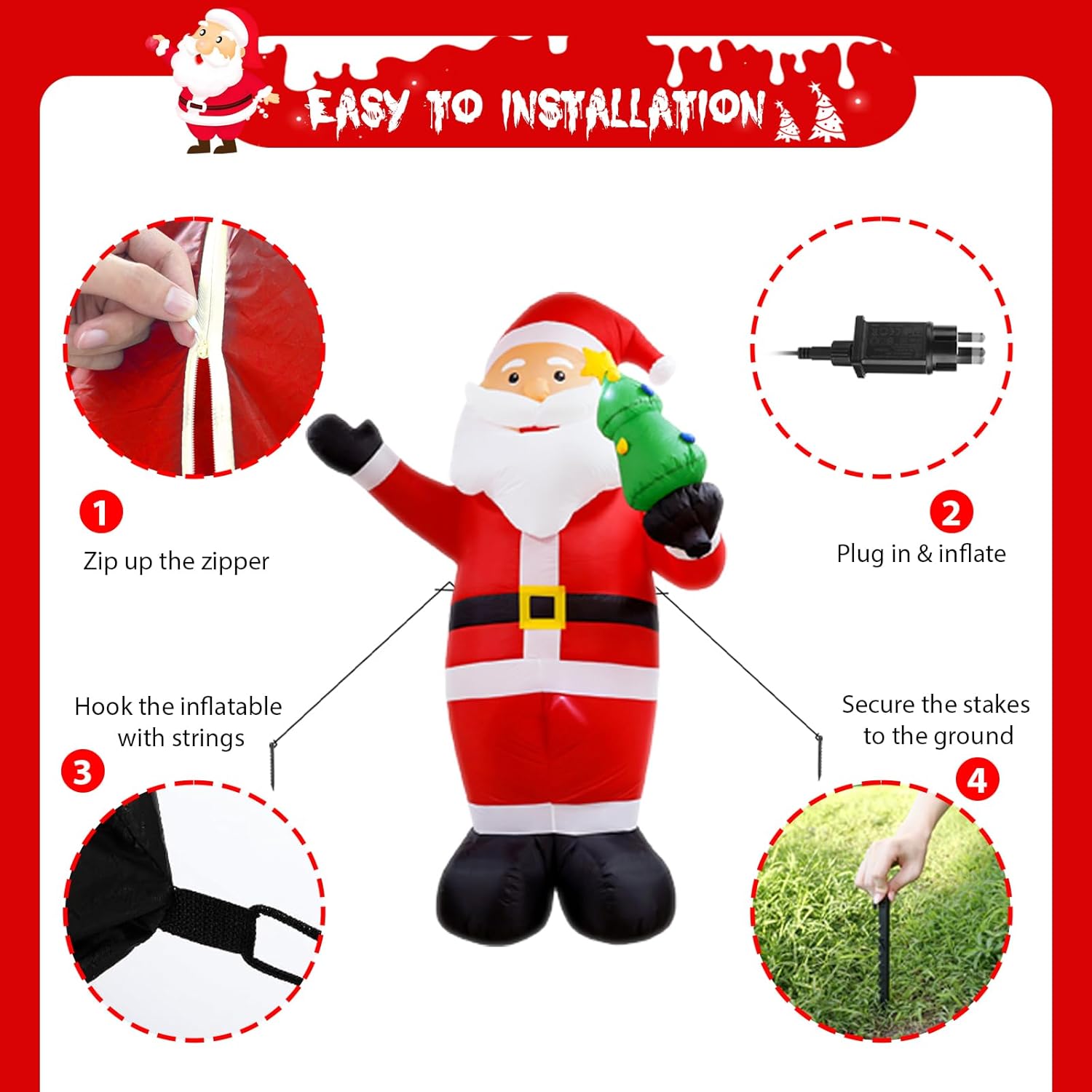 Gonfiabile Natalizio Gigante 244 cm da Esterno - immagine 4