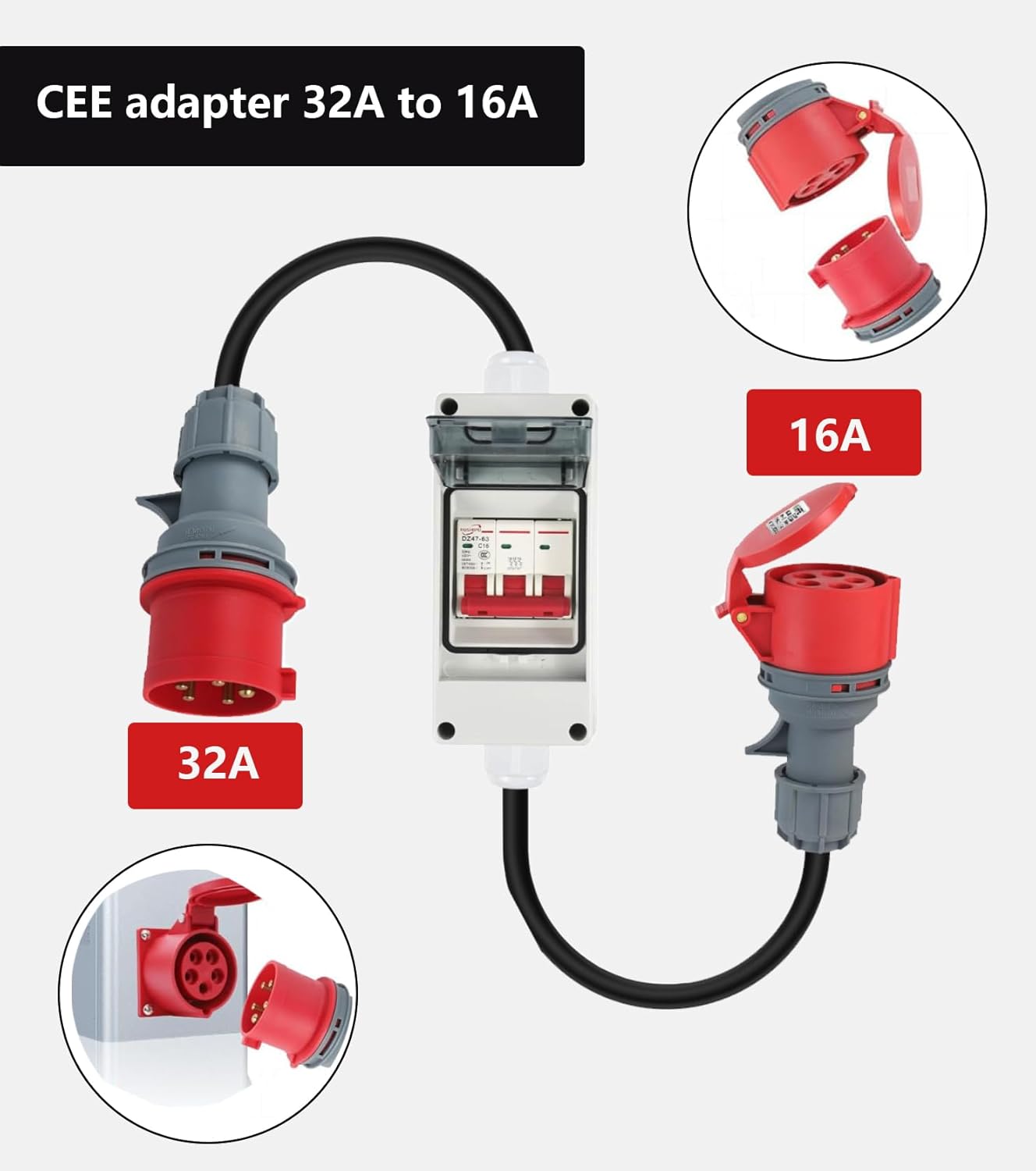 Adattatore CEE 32A a 16A con Interruttore Automatico - immagine 3