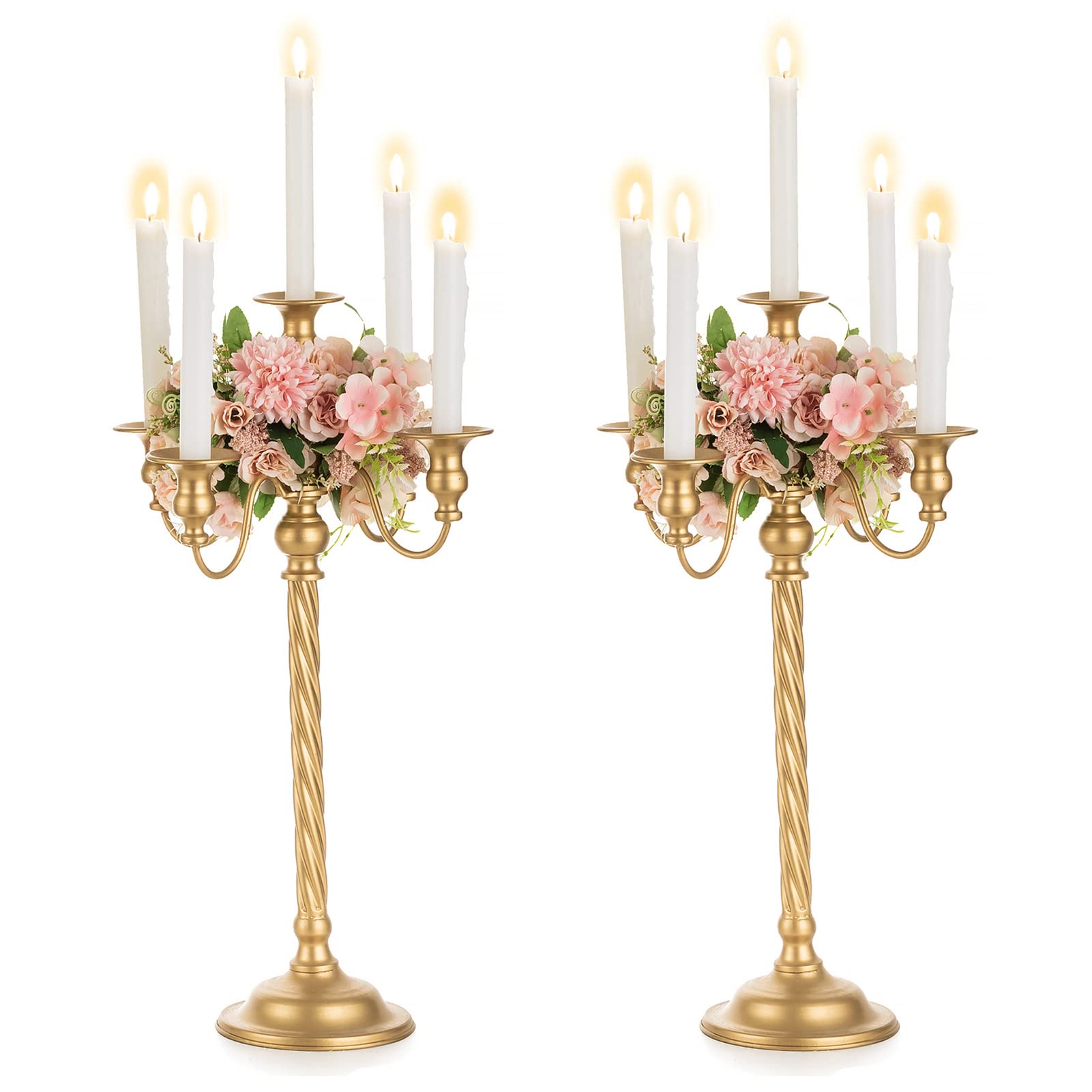 Nuptio Candelabro Portacandele Oro 53cm (2 Pezzi)