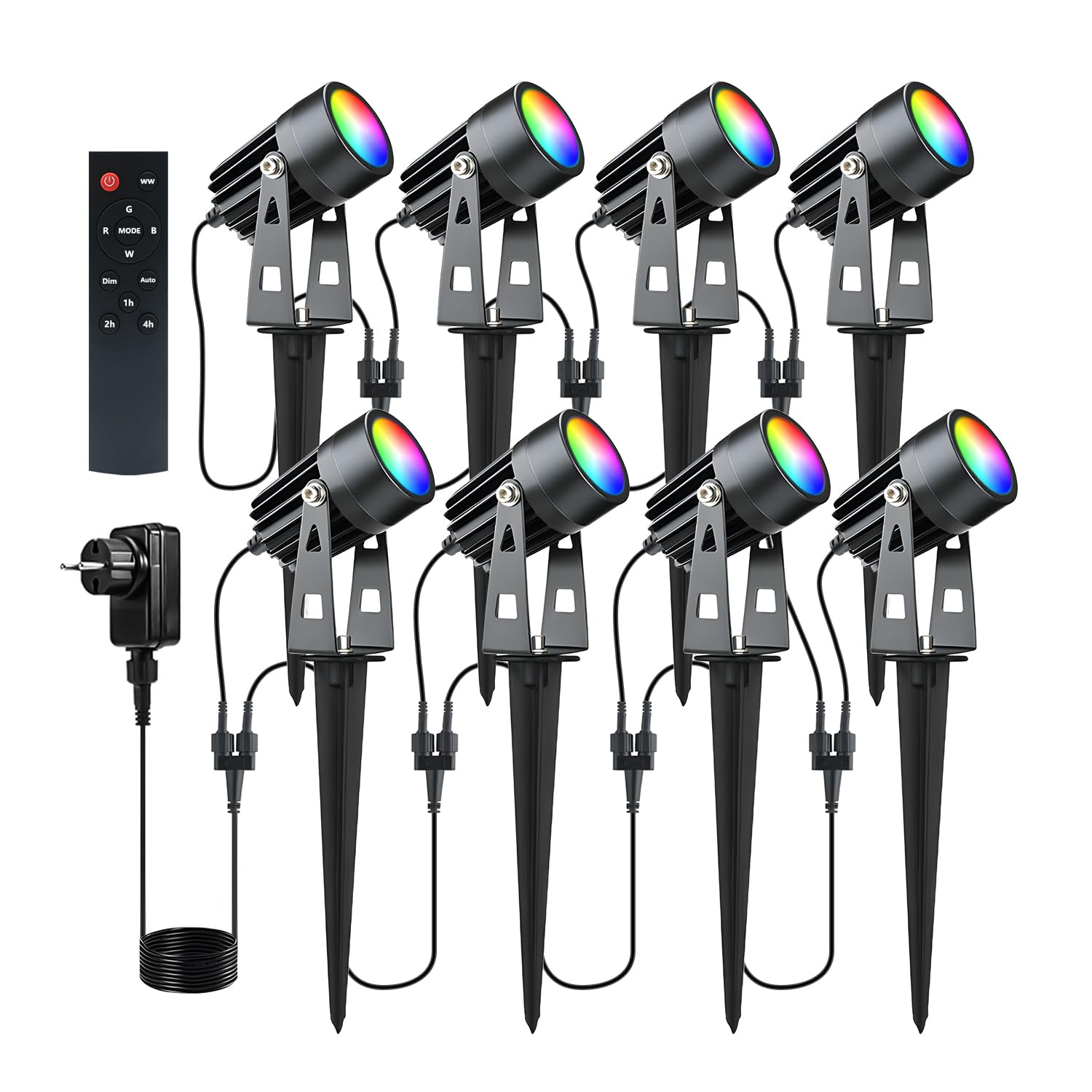 Lam(ms)pen 8 Faretti da Giardino RGBW con Telecomando