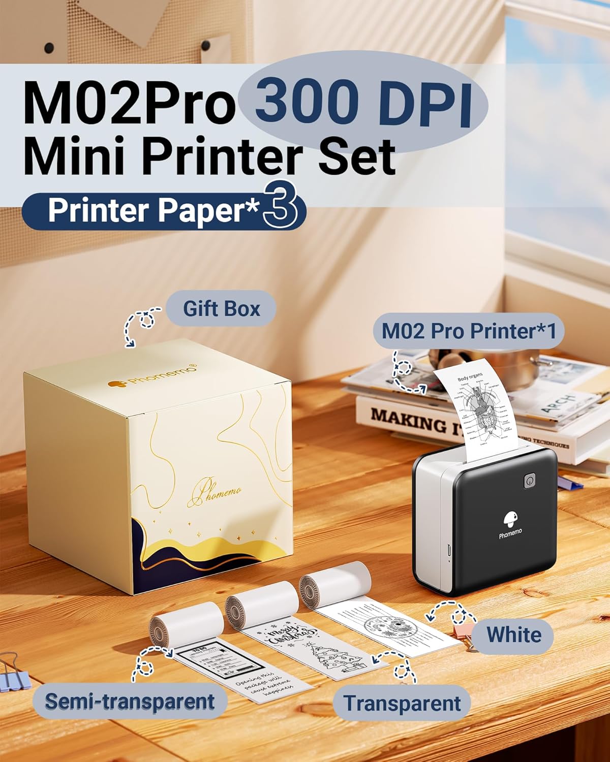 Phomemo Stampante Portatile Termica M02 Pro 300 DPI - immagine 2