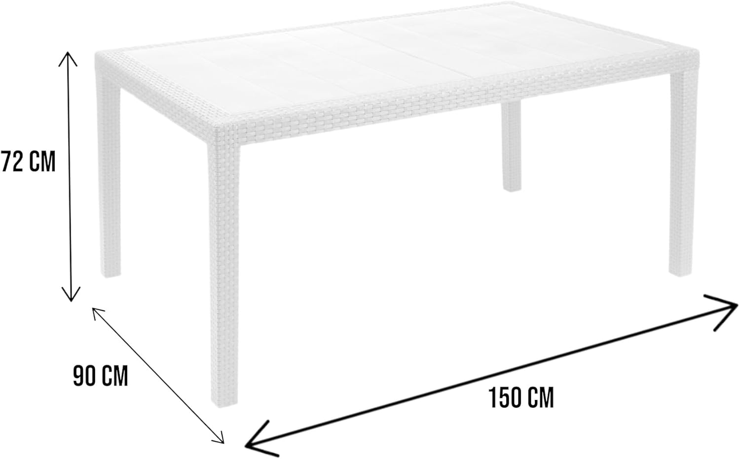 Dmora Tavolo da Giardino Multiuso Effetto Rattan, Bianco - immagine 2