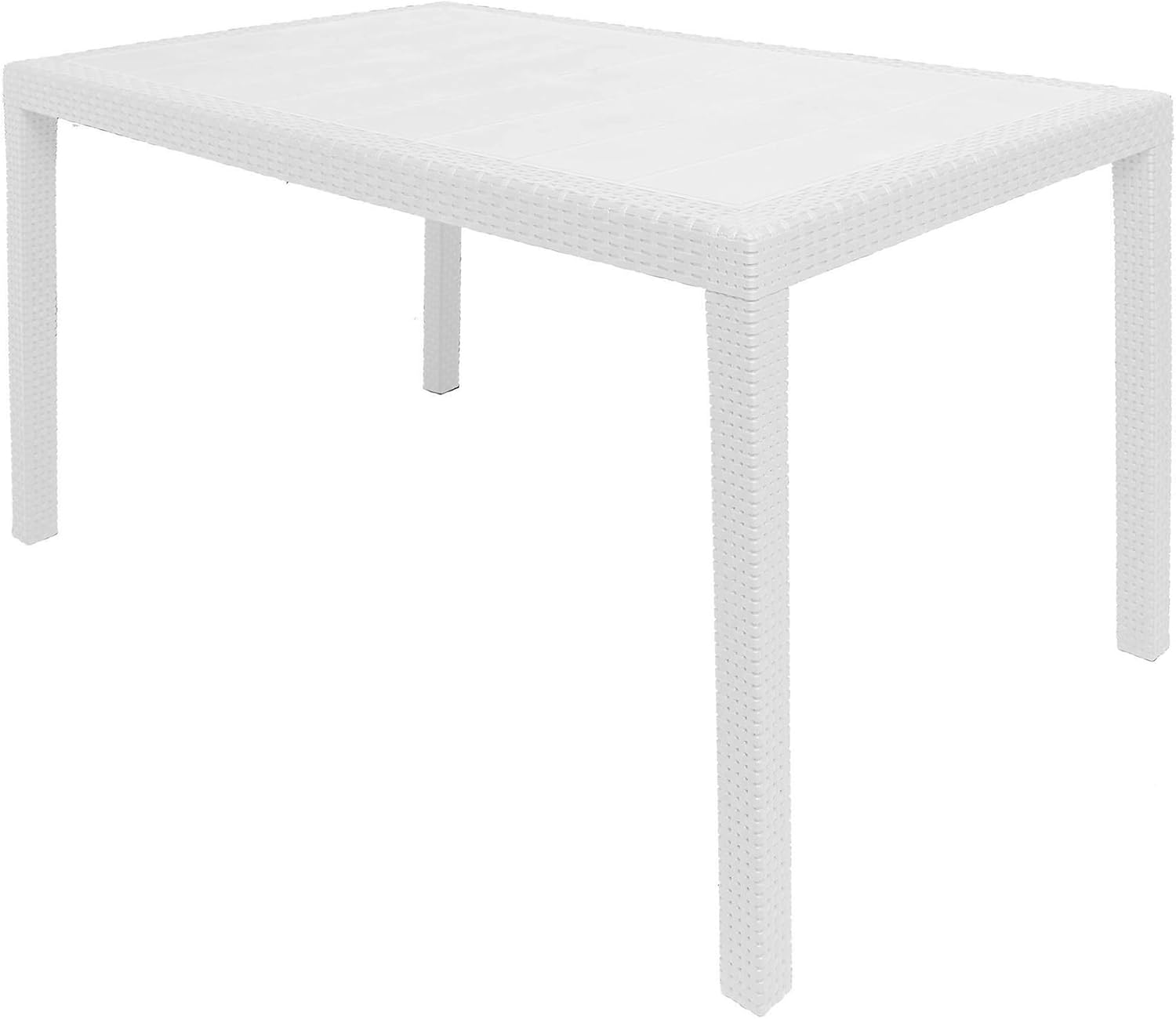 Dmora Tavolo da Giardino Multiuso Effetto Rattan, Bianco - immagine 3