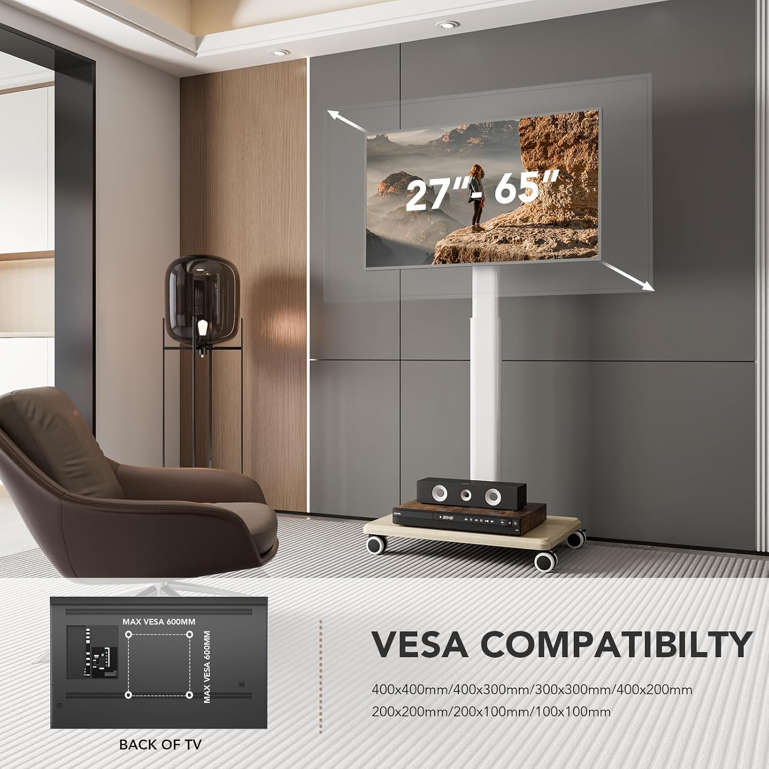 Supporto TV Mobile da 27 a 65 pollici su Ruote - immagine 6