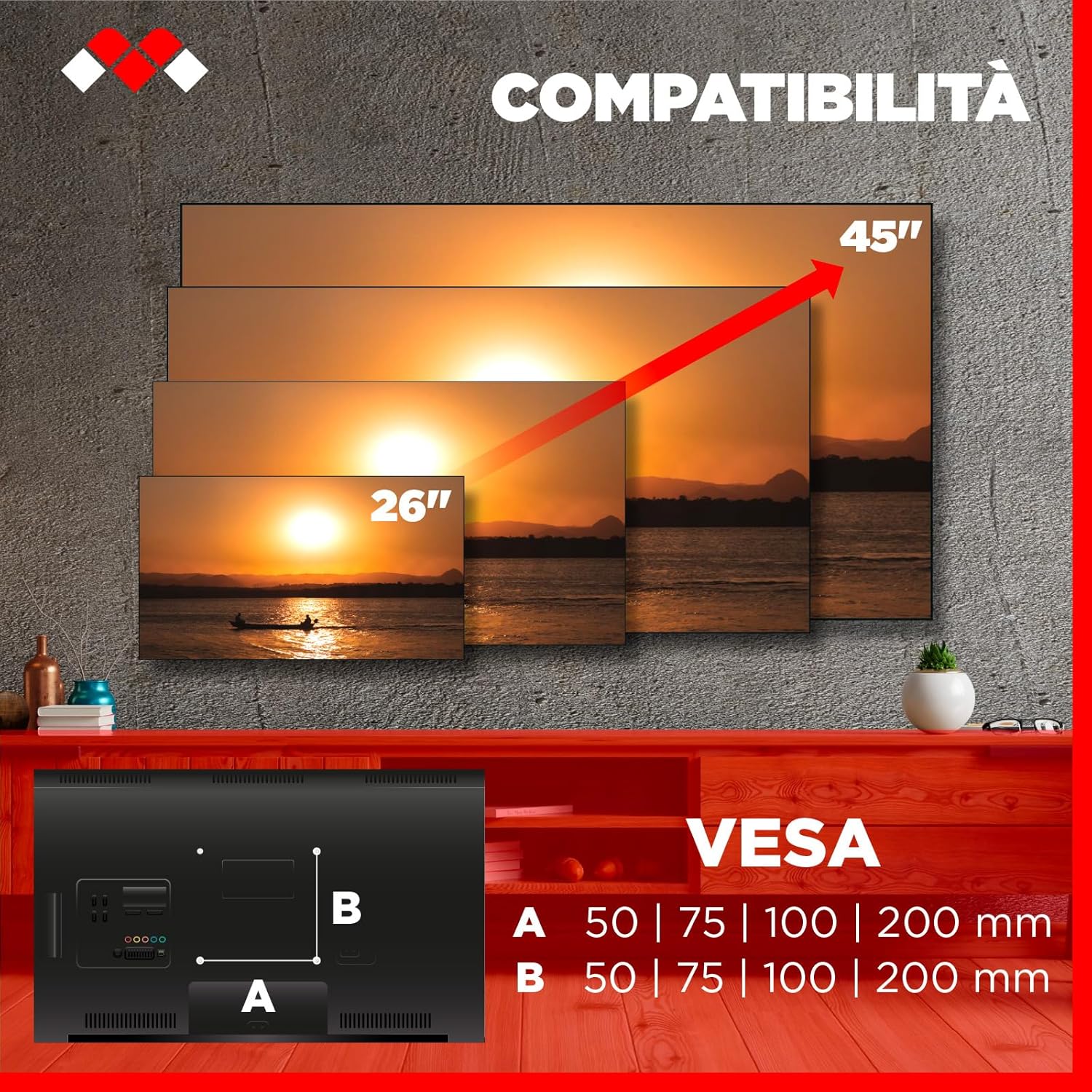 Meliconi SPACE SYSTEM FULLMOTION 200 - Supporto TV Parete - immagine 2