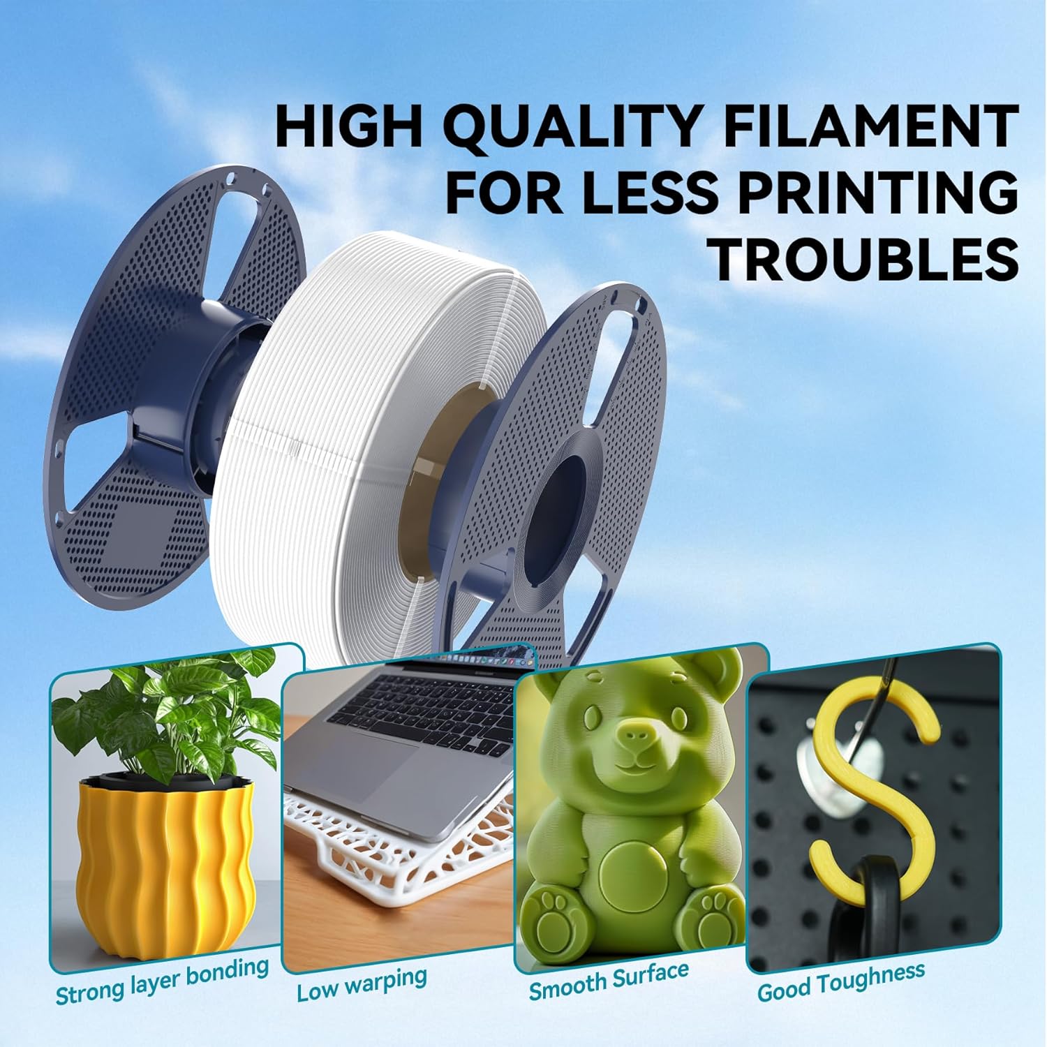 Sunlu 4KG PLA Filamento Stampante 3D 1.75mm, 4 Pack - immagine 4