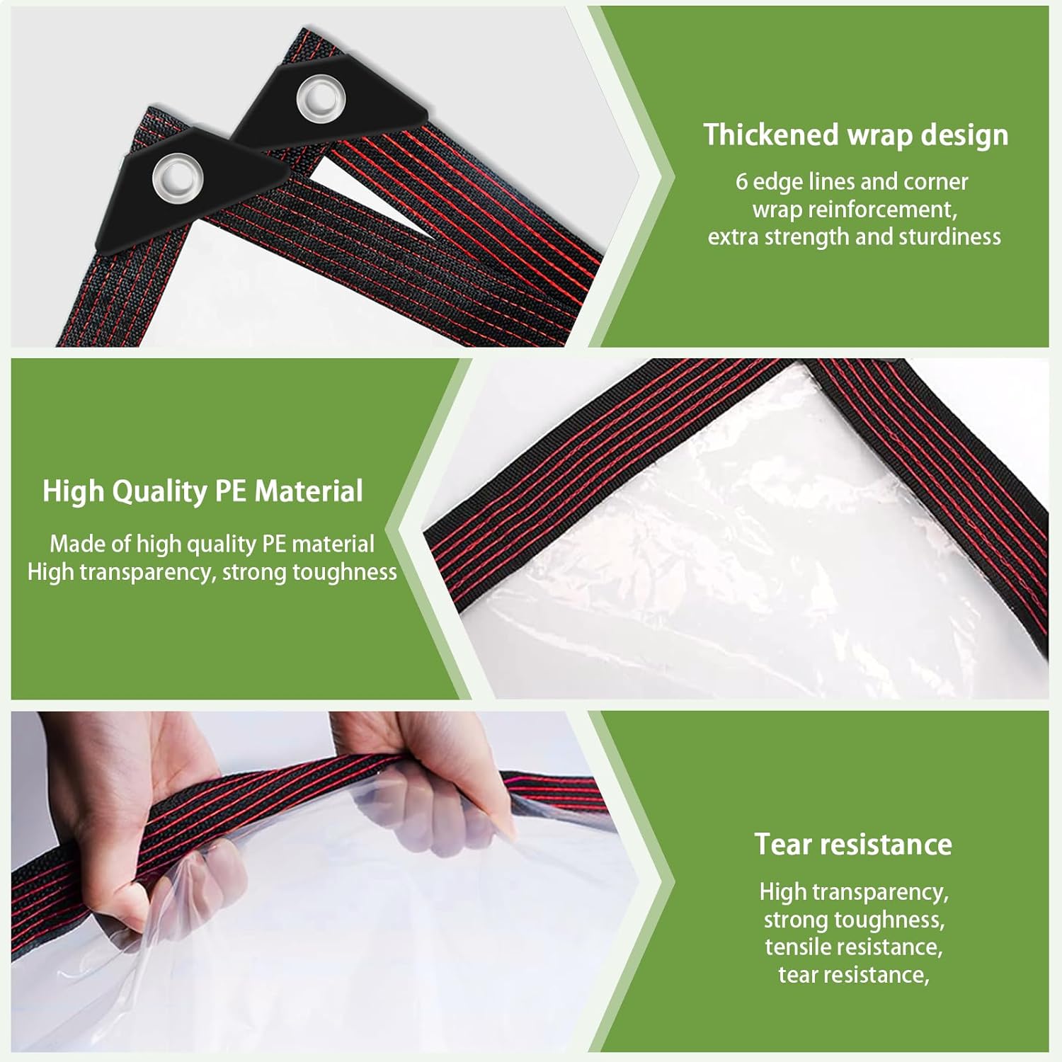 Telo Trasparente con Occhielli 3.5x3m (Bordo nero) - immagine 3