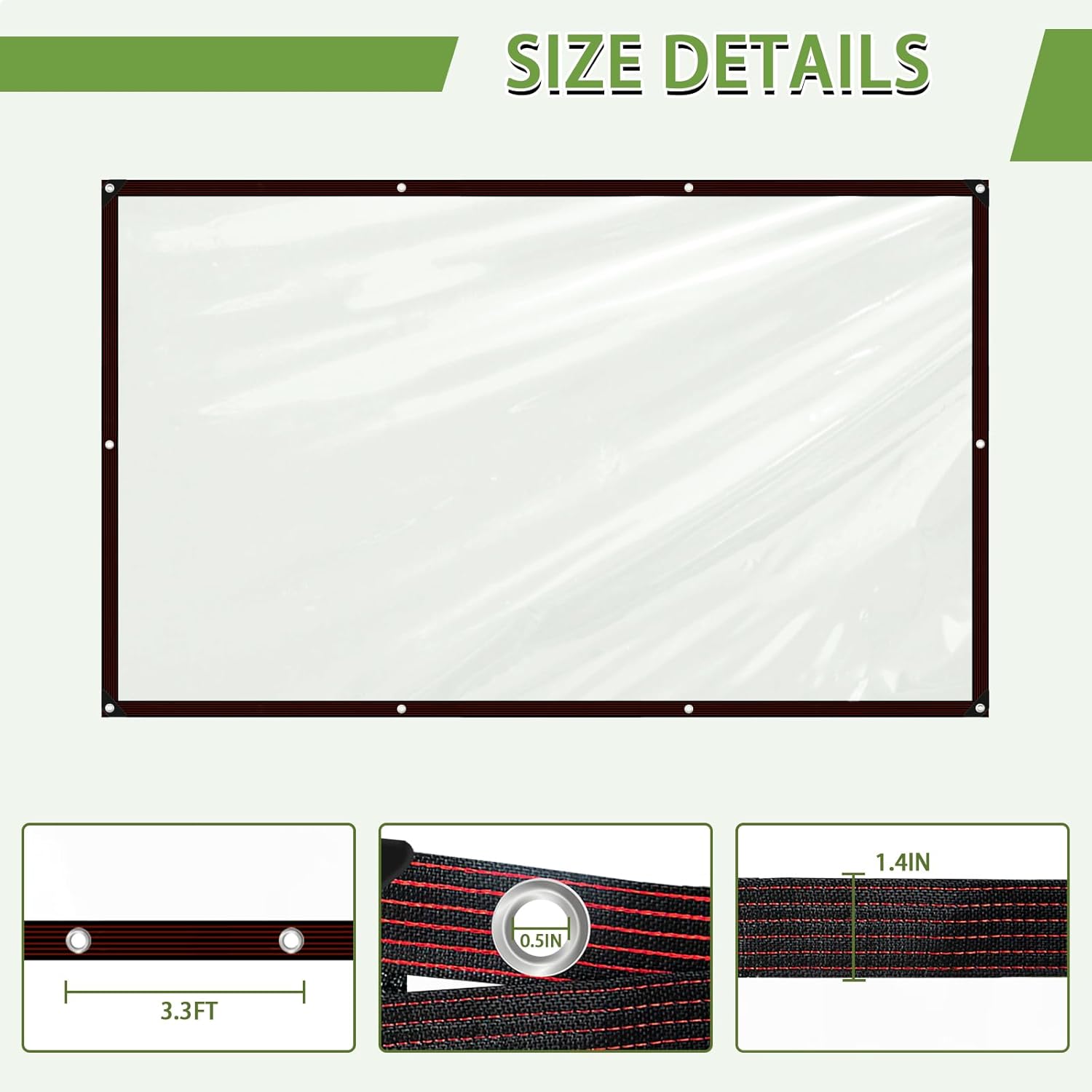 Telo Trasparente con Occhielli 3.5x3m (Bordo nero) - immagine 4