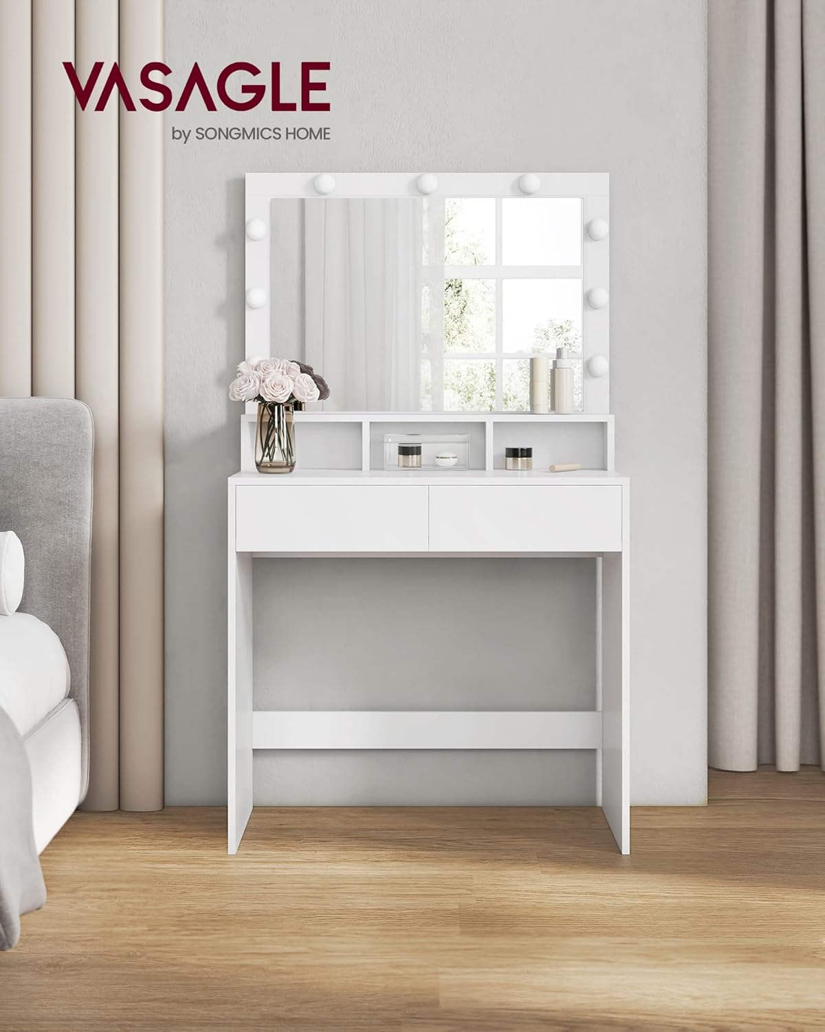 Vasagle Tavolo Toeletta con Specchio e Luce LED - immagine 2