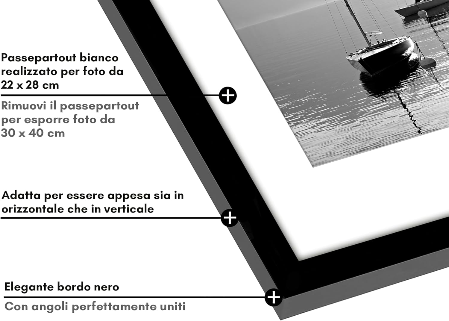 Americanflat Cornice per Foto 30x40 cm Nera - Set 5 pz - immagine 4