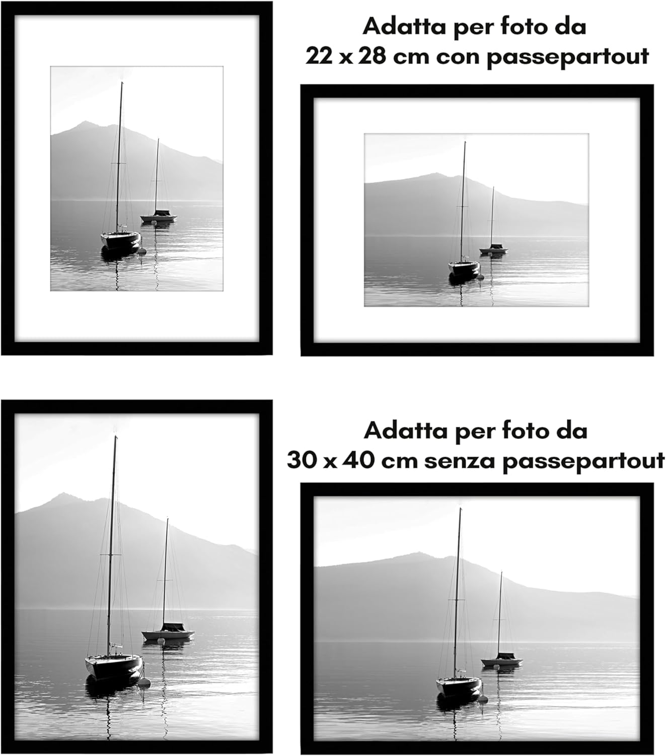 Americanflat Cornice per Foto 30x40 cm Nera - Set 5 pz - immagine 5