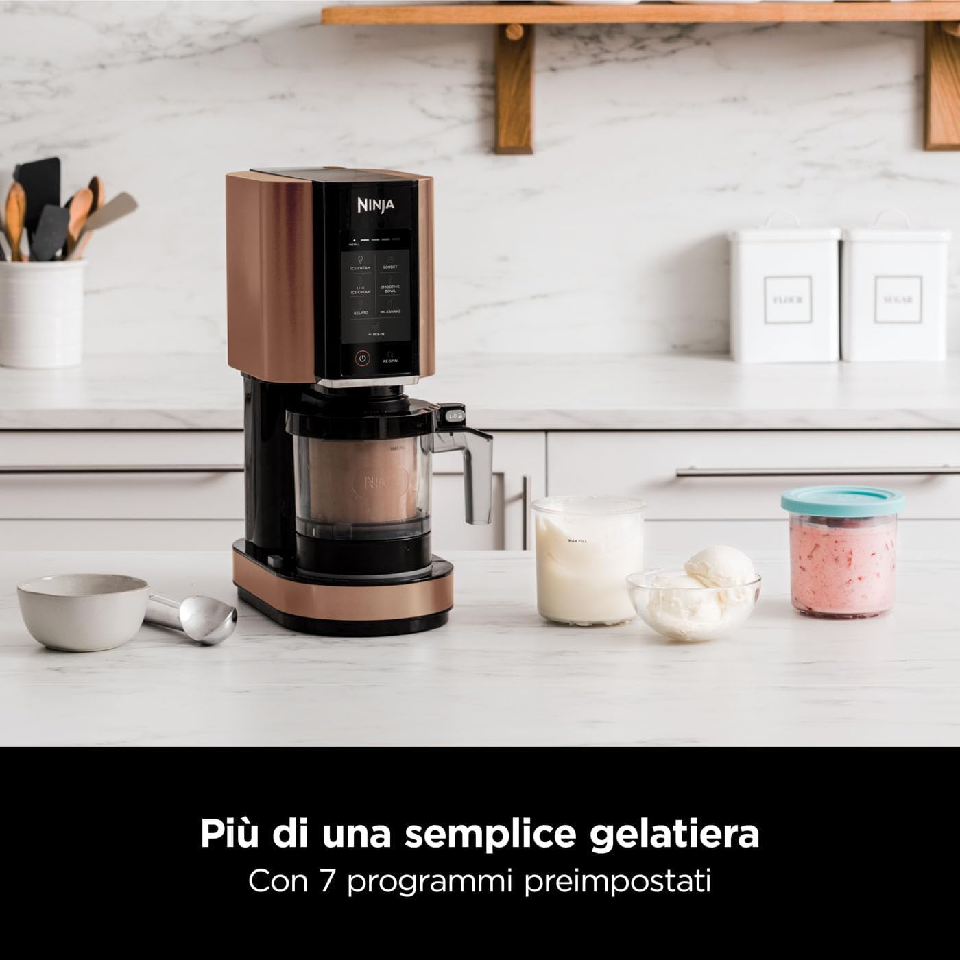 Ninja CREAMi Gelatiera e Sorbettiera 1.4L, Nero/Rame - immagine 3