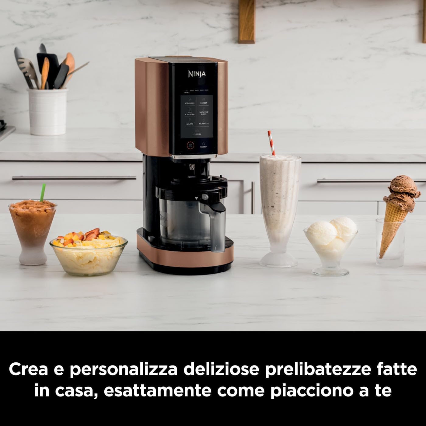 Ninja CREAMi Gelatiera e Sorbettiera 1.4L, Nero/Rame - immagine 7