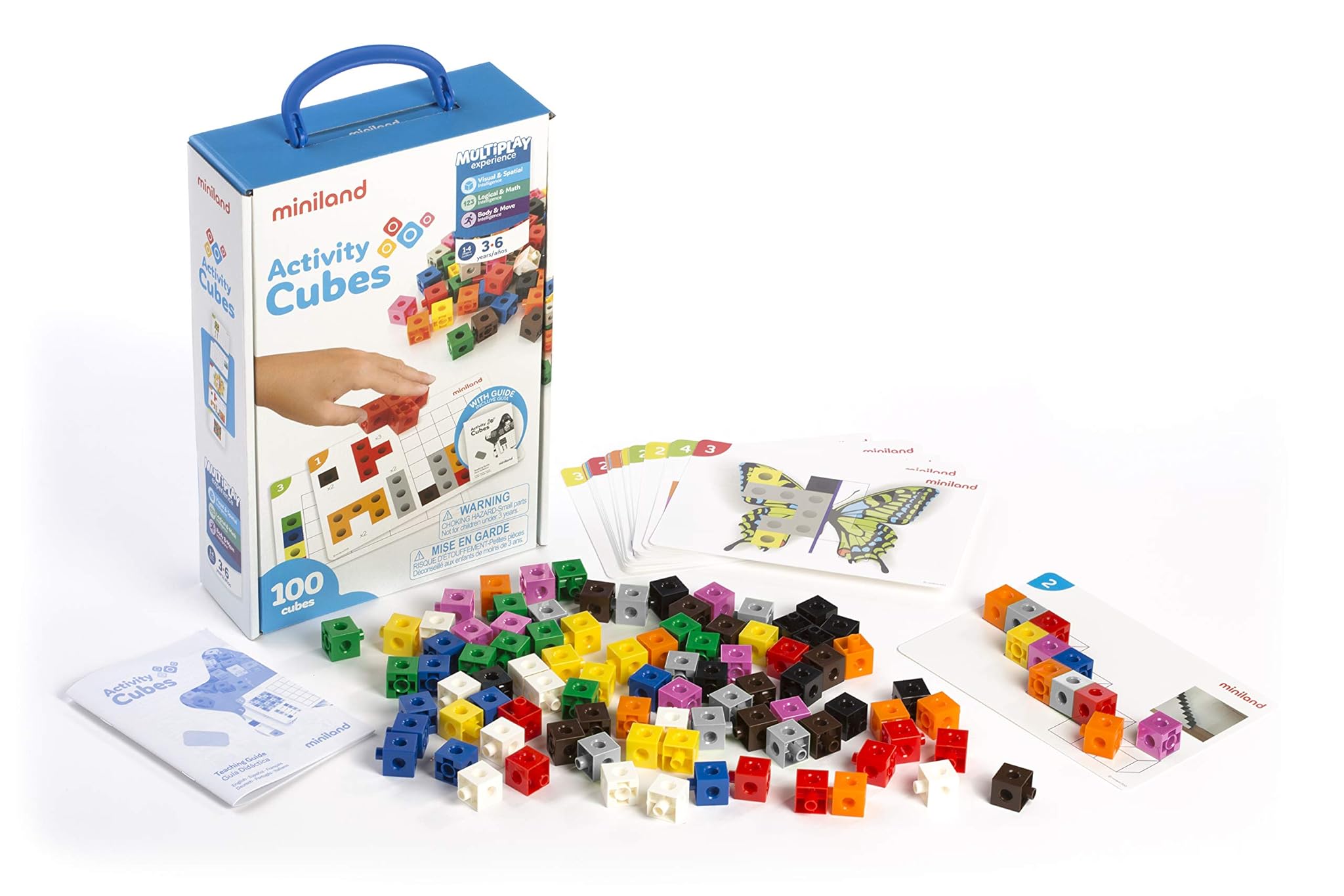 Miniland- Cubi attività 100 Pezzi, Multicolore, 95203