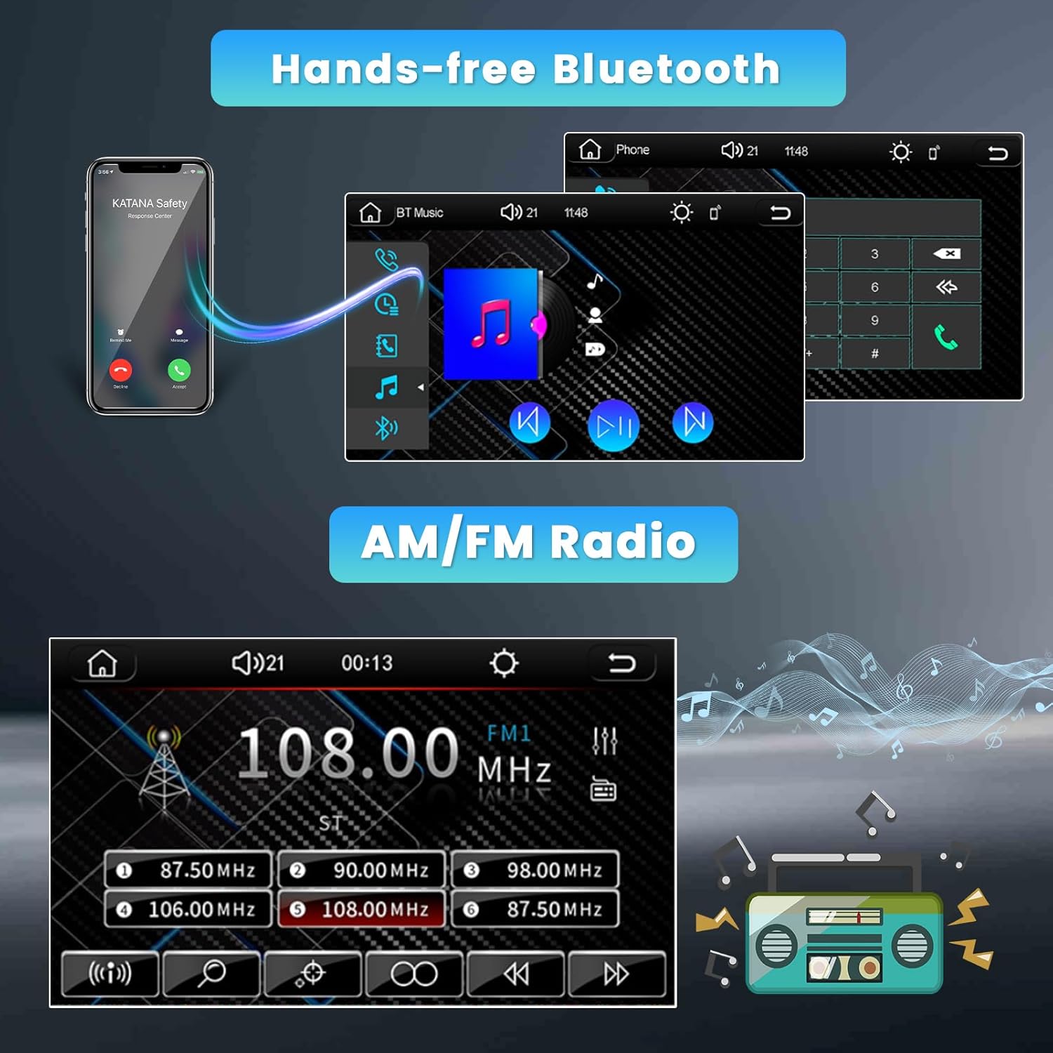 Inefala Autoradio 1 Din Wireless Carplay Android Auto - immagine 5