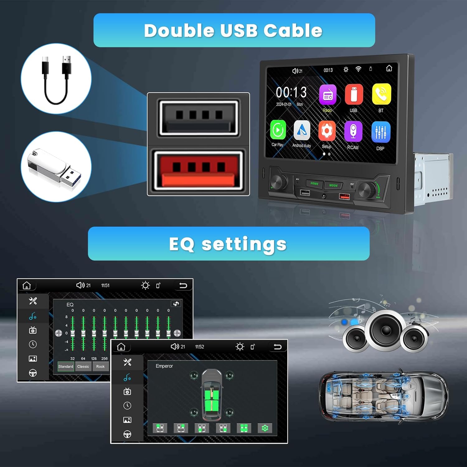 Inefala Autoradio 1 Din Wireless Carplay Android Auto - immagine 6