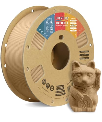 Overture Filamento Matte PLA 1.75mm 1kg, Marrone Chiaro